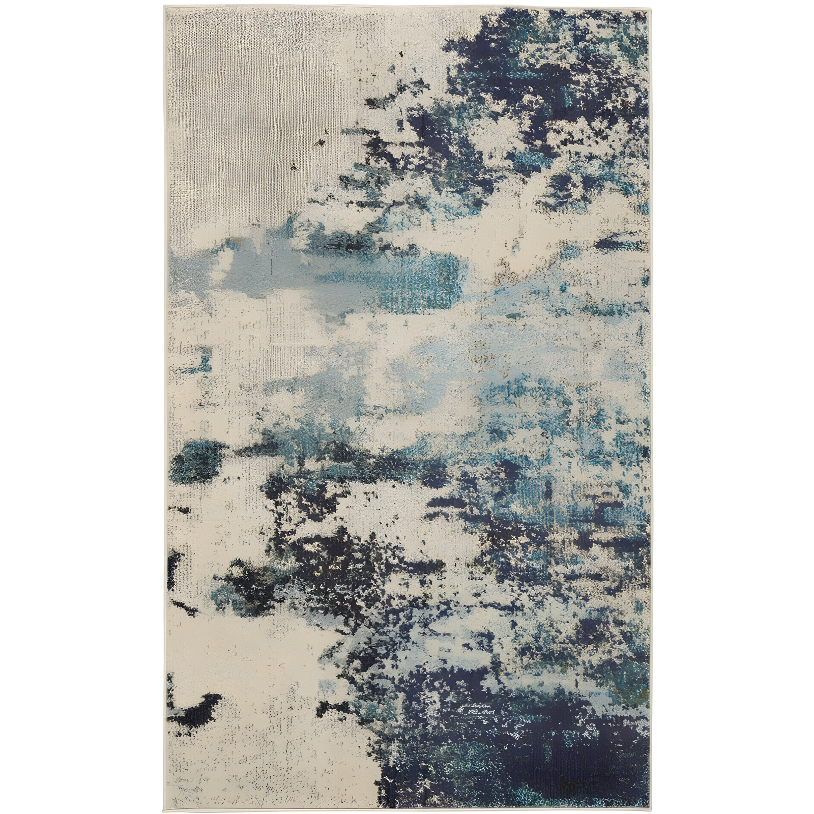 Hand-knotted Blue and White Abstract Medium Rug