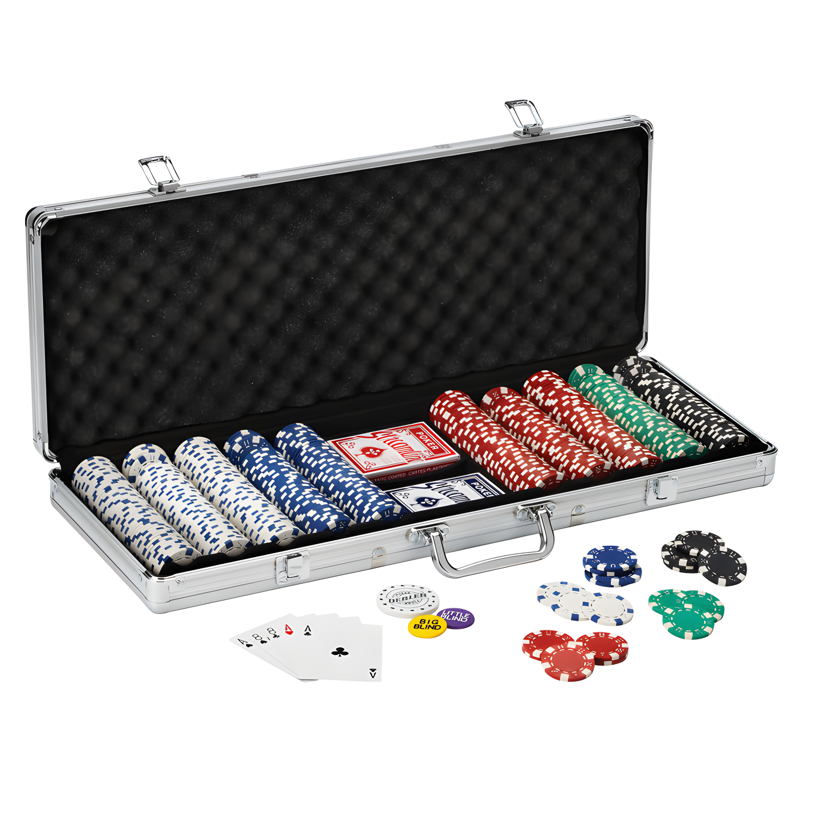 500-Piece Multicolor Claytec Poker Chip Set with Aluminum Case