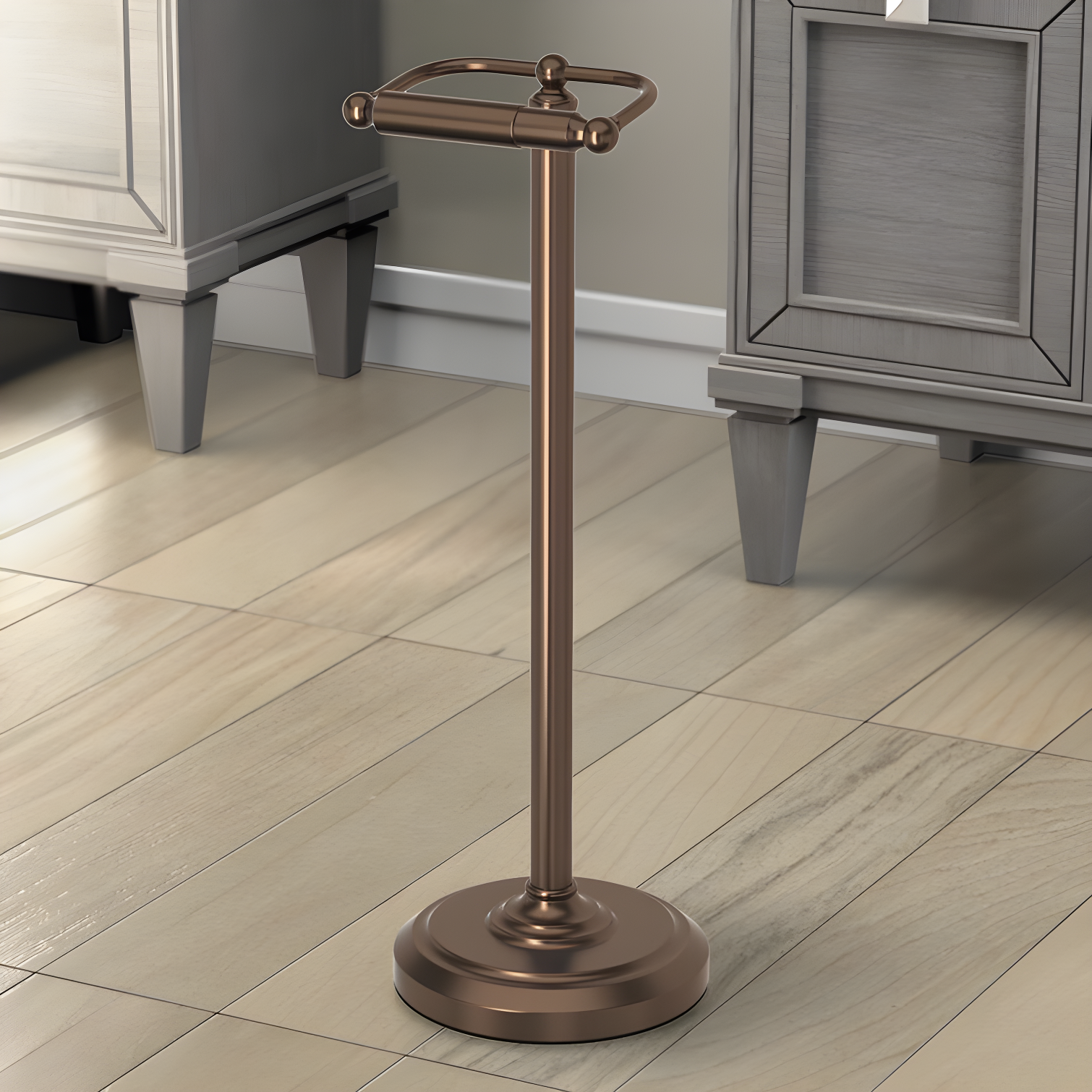 Bronze 22" Freestanding Toilet Paper Holder with Weighted Base