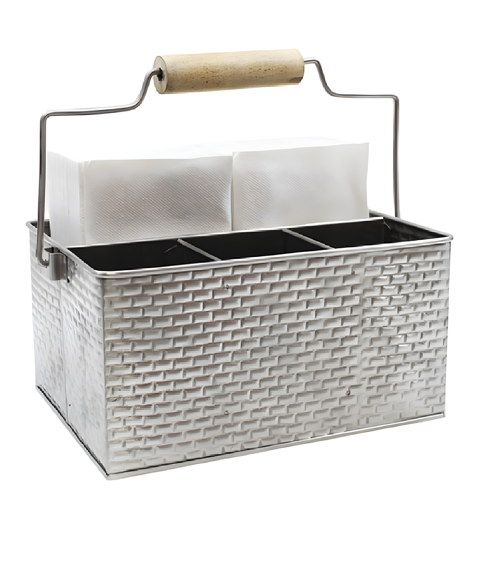 Stainless Steel Rectangular Flatware Caddy with Handle