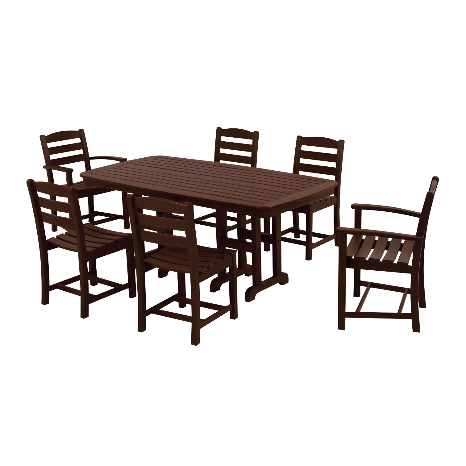 Mahogany 7-Piece Outdoor Dining Set with Arm and Side Chairs