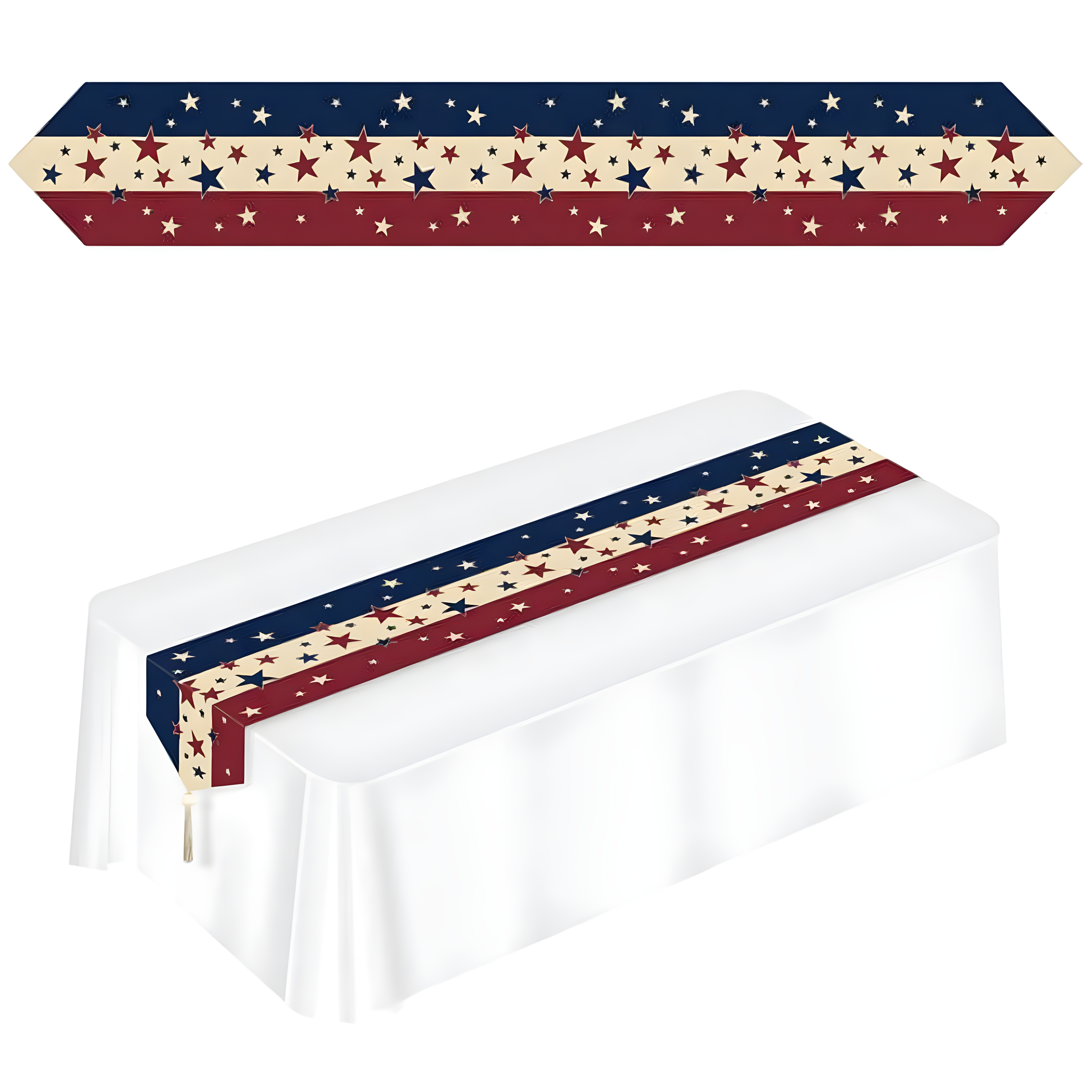 Patriotic Red, White, and Blue Paper Table Runner