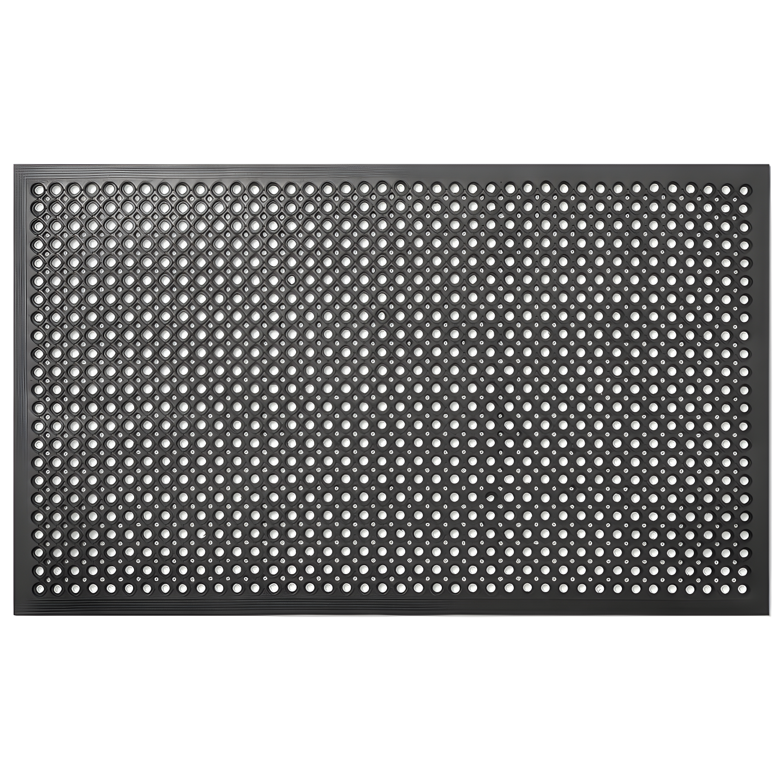 Black 36" x 60" Anti-Fatigue Rubber Kitchen Drainage Mat