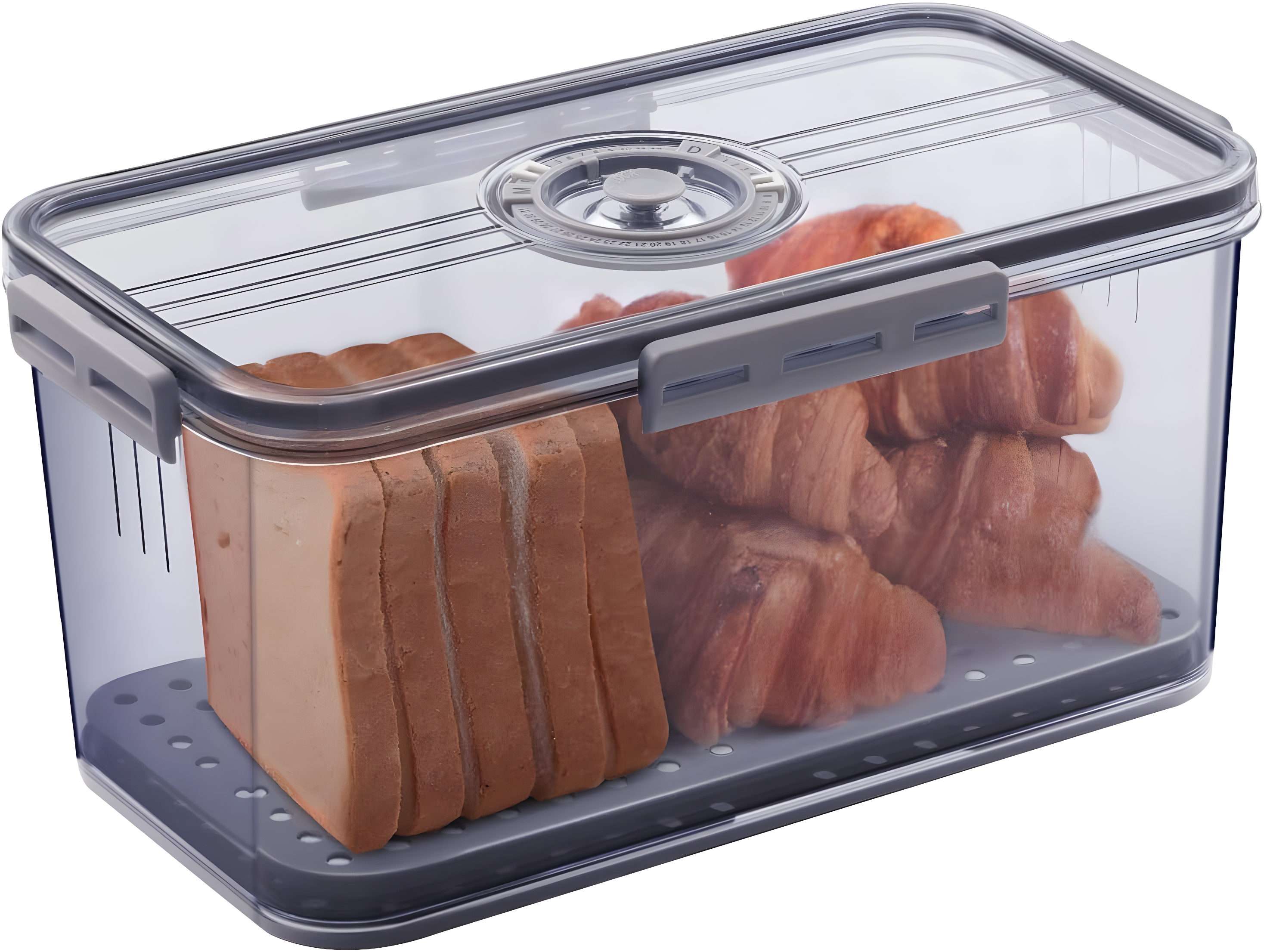 Large Gray Airtight Bread Storage Container with Time Recording Dial