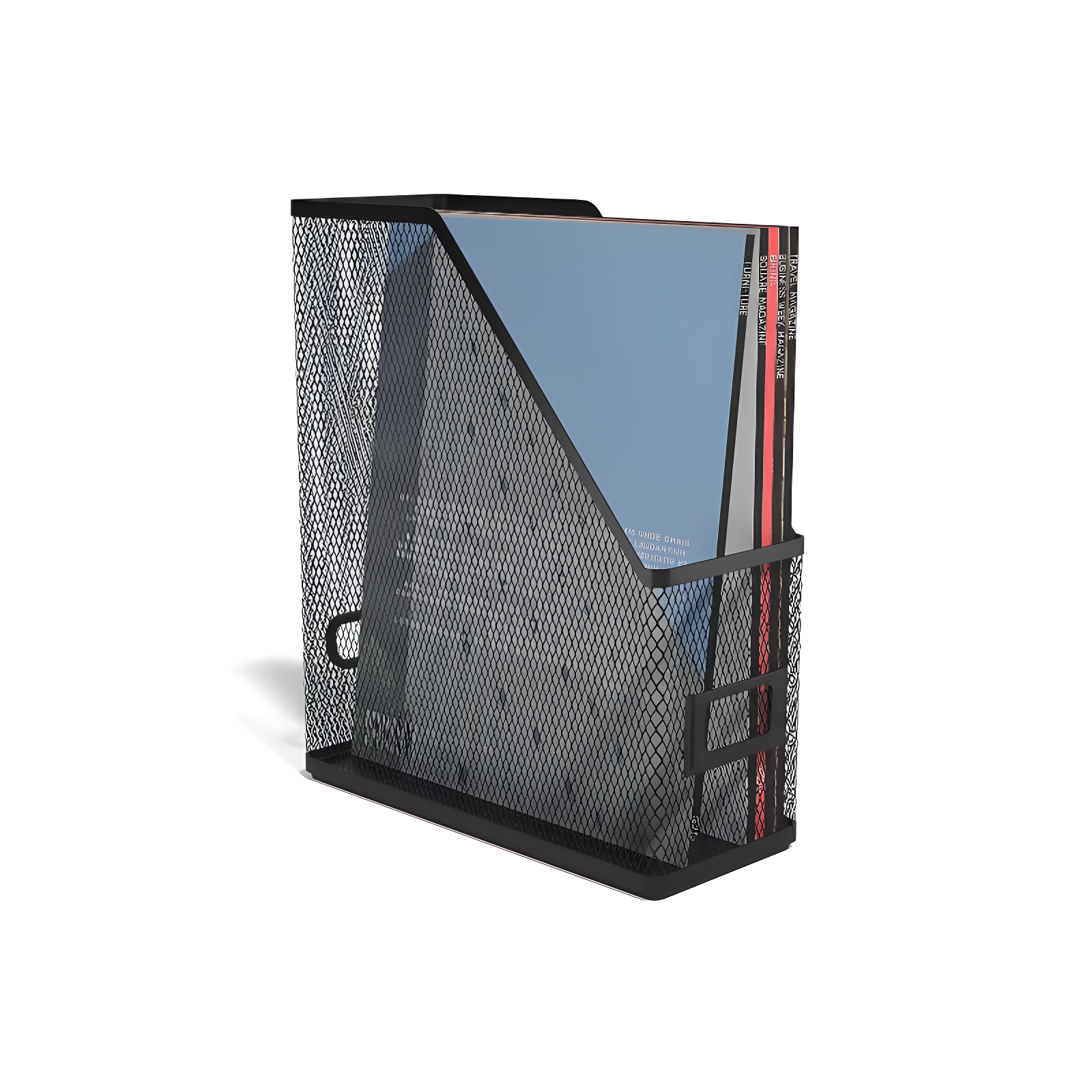 TRU RED Black Metal Mesh Magazine File Organizer