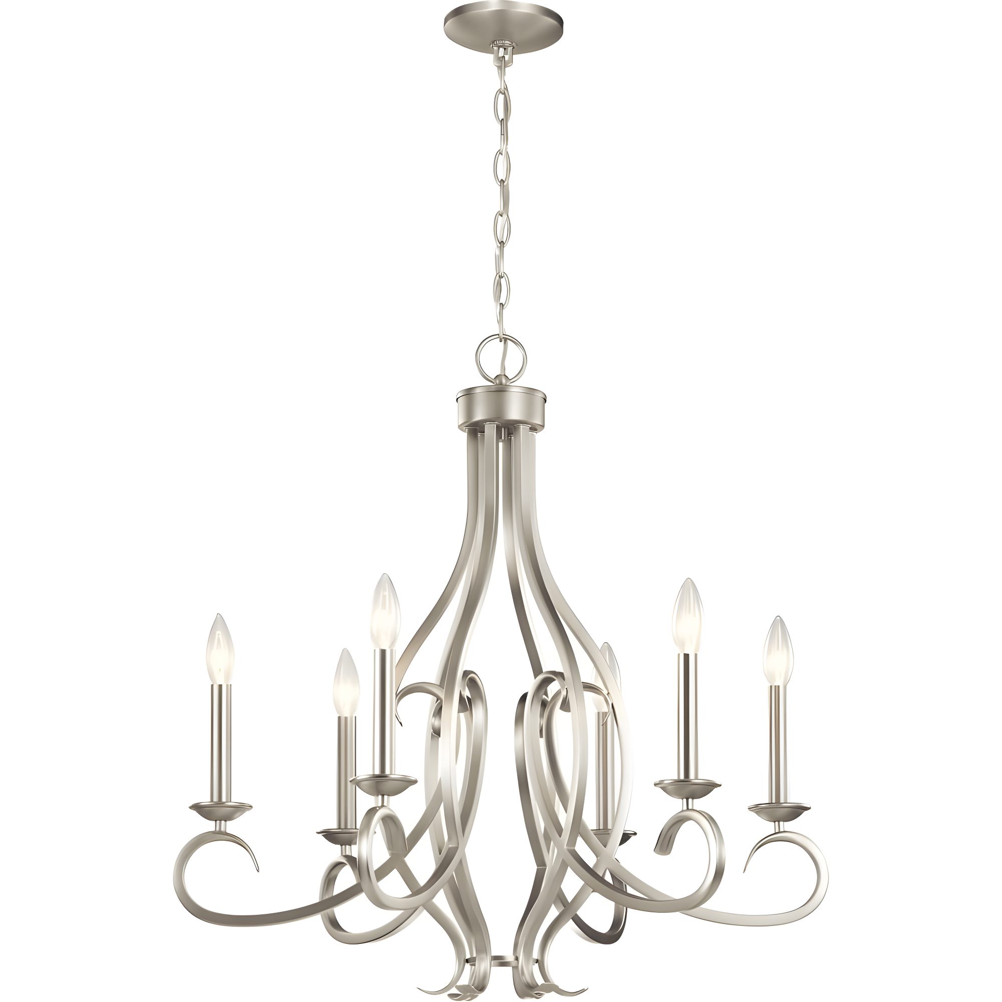 Brushed Nickel 6-Light Taper Candle Chandelier