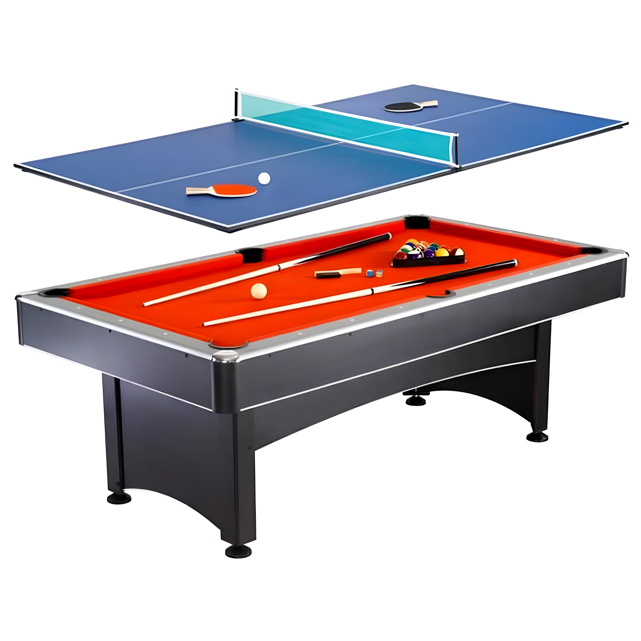 Maverick 7 ft Black MDF Pool Table with Table Tennis Top