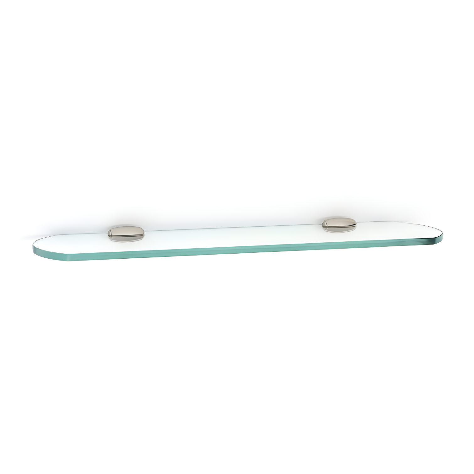 18'' Polished Nickel and Glass Rectangle Shelf with Beveled Edges