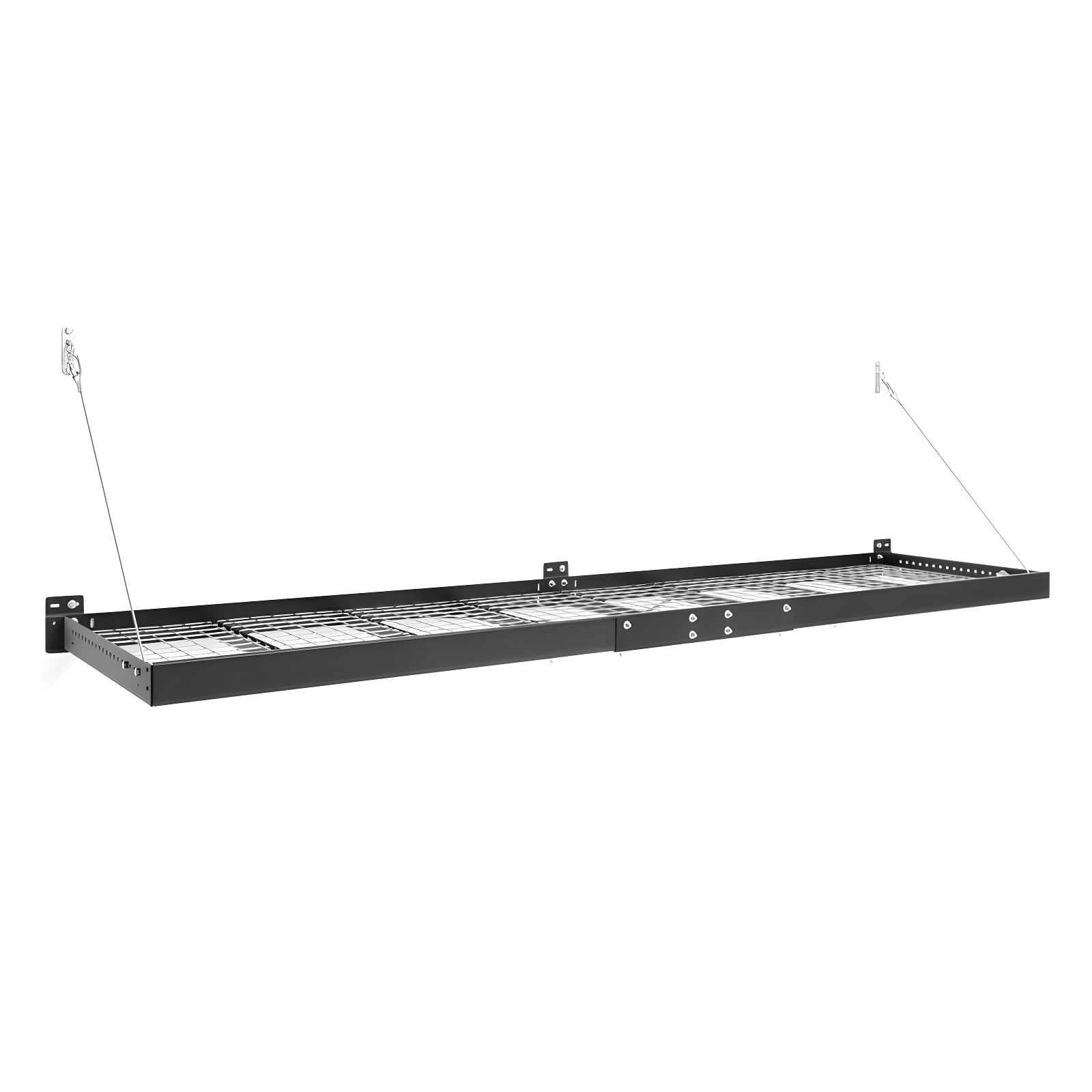 Black Steel Wall-Mounted Garage Storage Rack, 96" x 24"