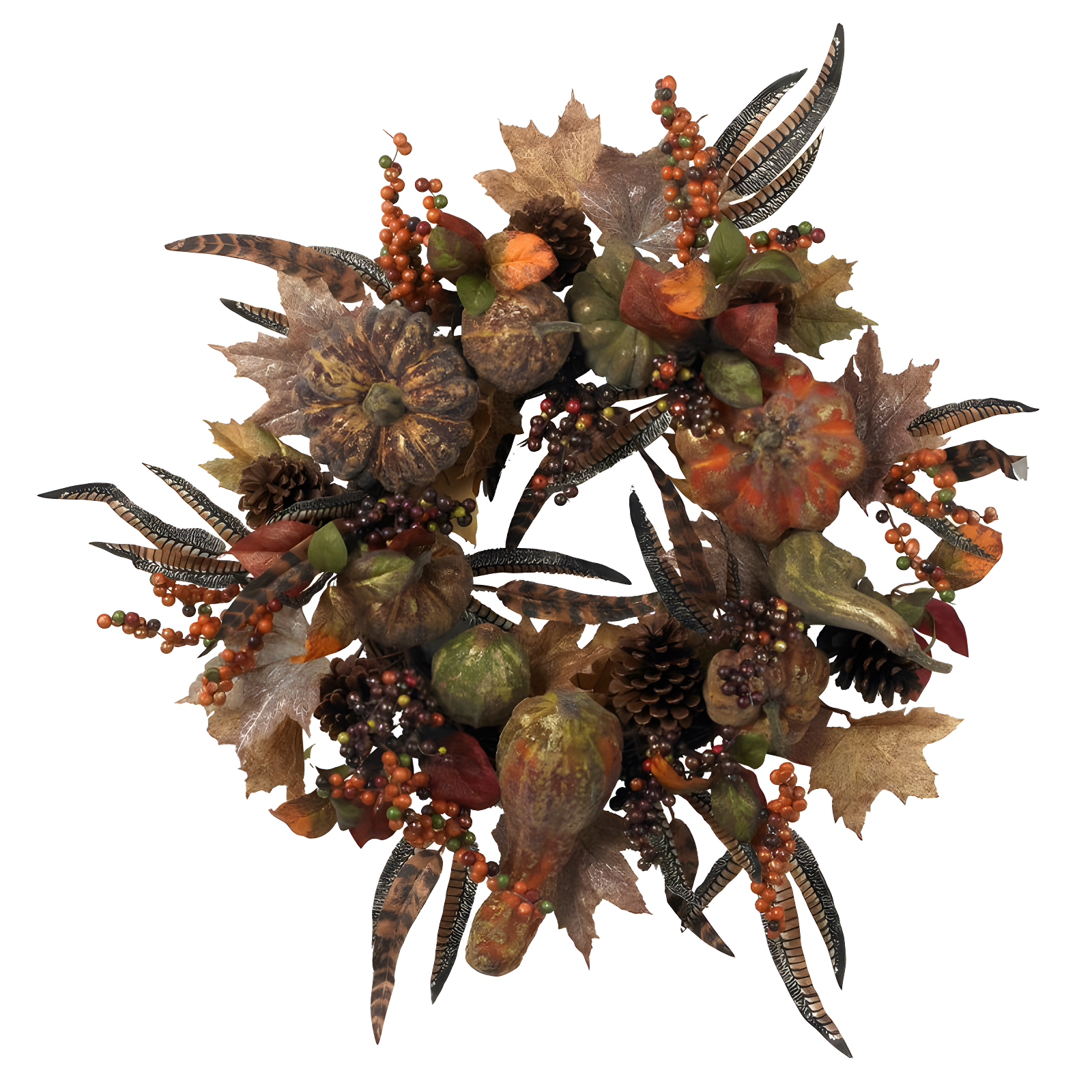 Autumn Harvest 21.5" Artificial Gourd and Pinecone Wreath