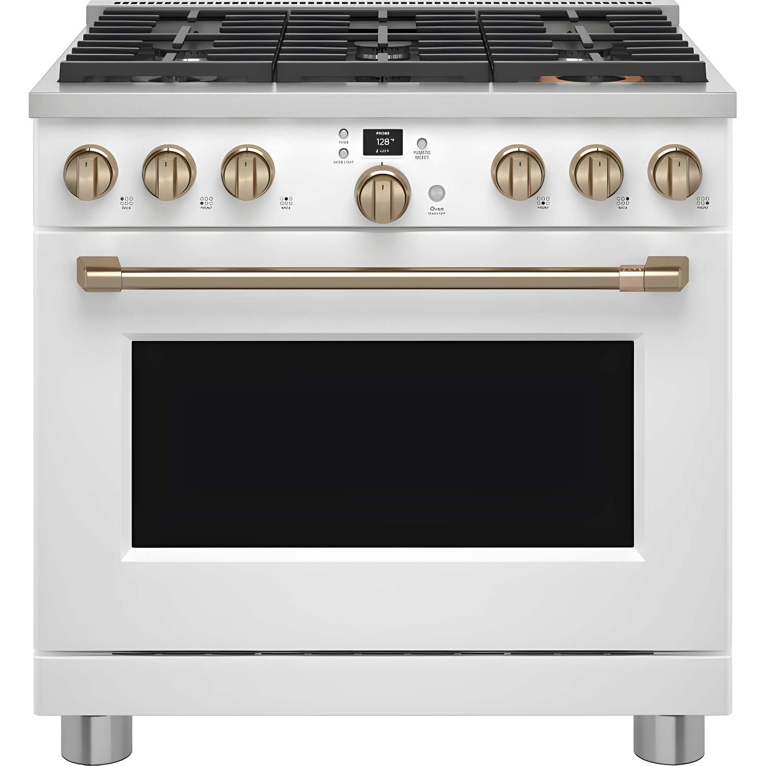 Matte White 36" Dual-Fuel Smart Range with Griddle