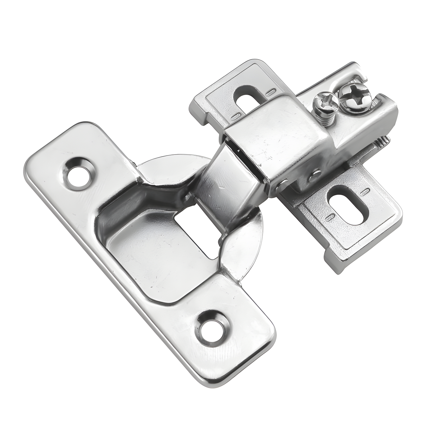 Polished Nickel 1/2 Inch Overlay Self-Close Cabinet Hinges 10-Pack