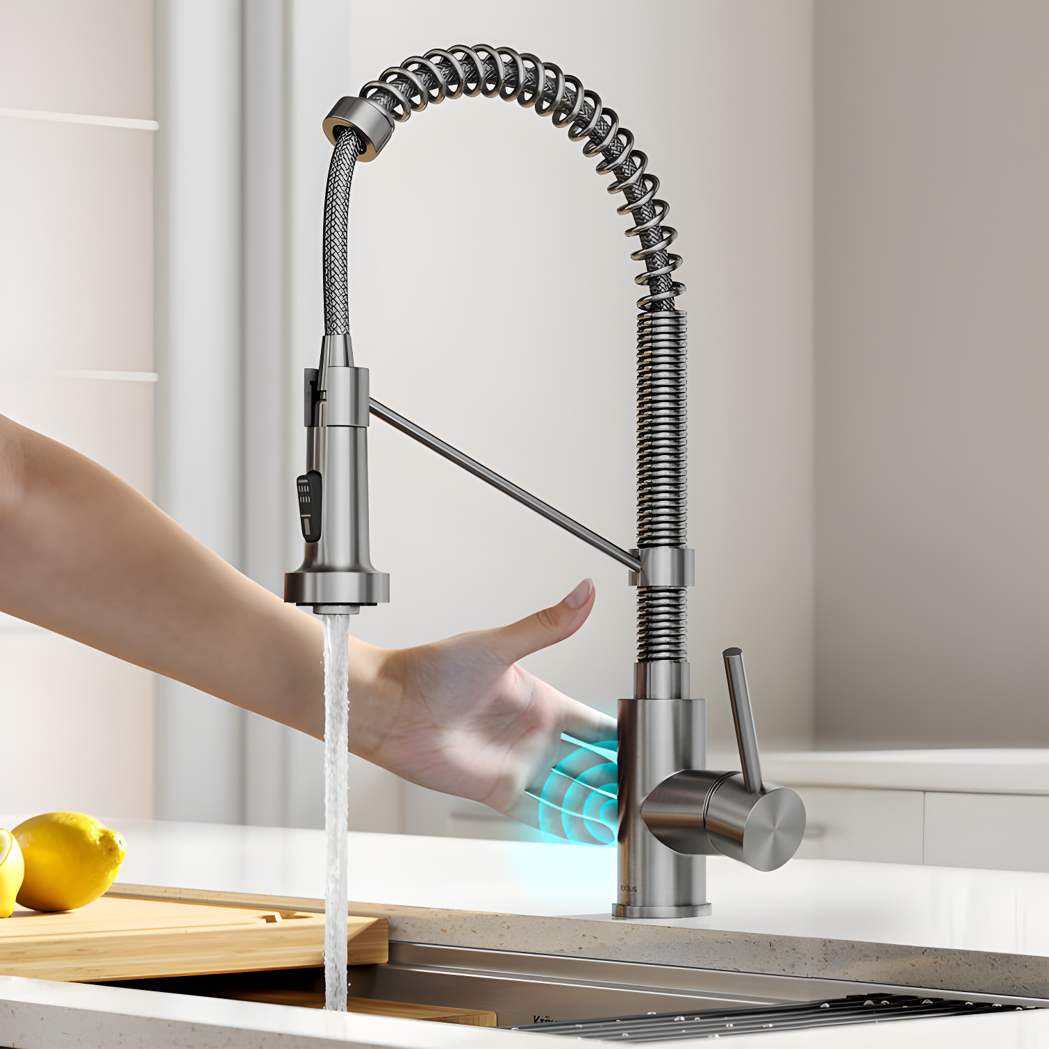 Stainless Steel Touchless Sensor Pull-Down Kitchen Faucet