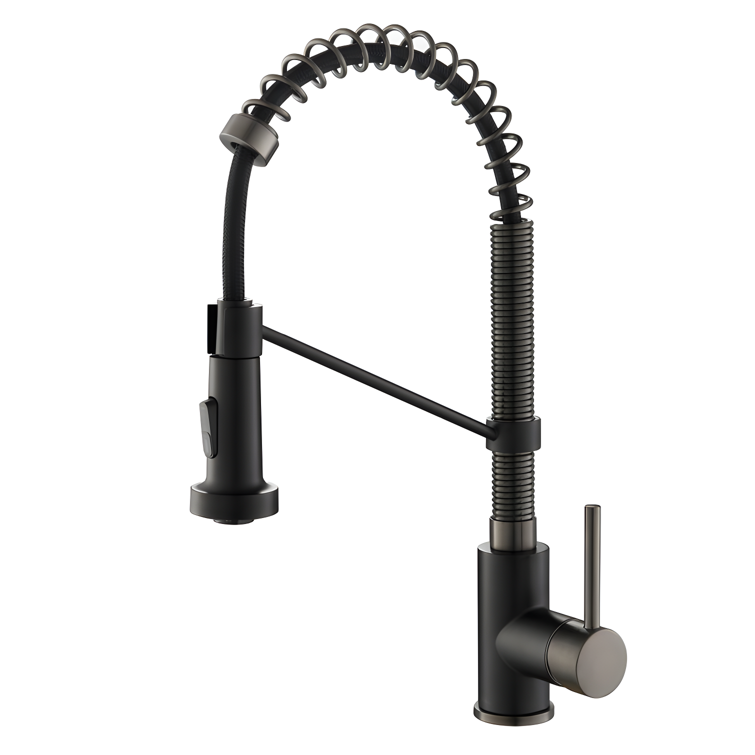 Matte Black Stainless Steel Commercial Style Pull-Down Kitchen Faucet