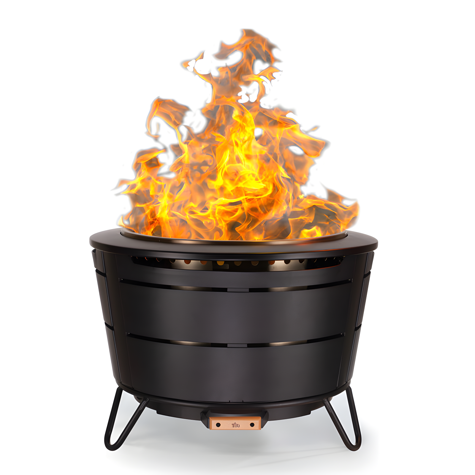 Large Black Wood Burning Smokeless Fire Pit with Ash Drawer