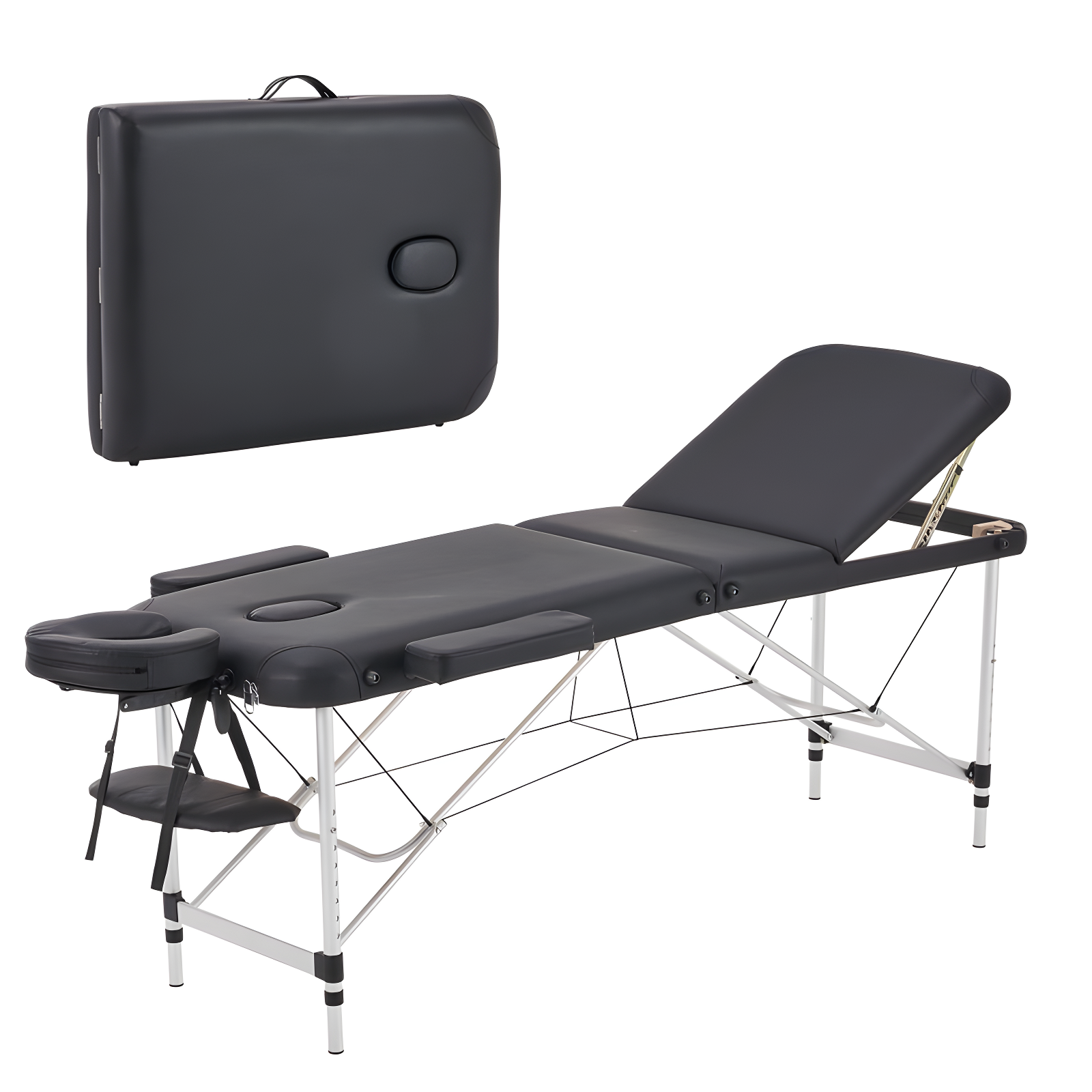 84'' Black Aluminum Adjustable Folding Massage Table