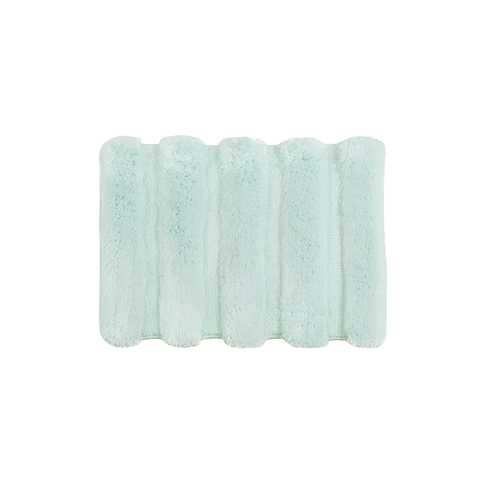 Seafoam Blue Ribbed Polyester Bathroom Rug