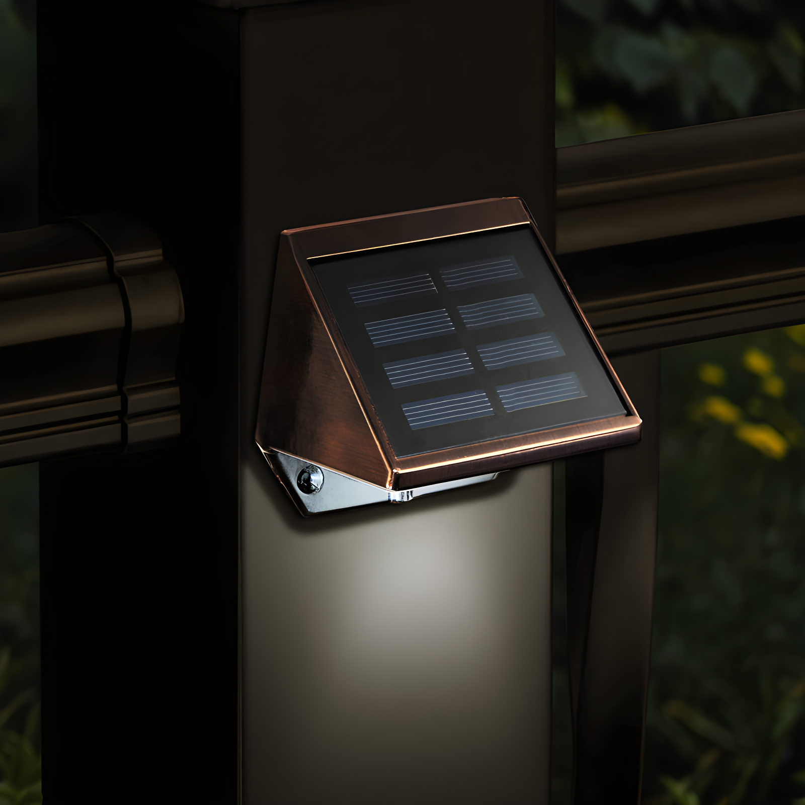 Copper Solar LED Post Cap Light with Dusk-to-Dawn Sensor