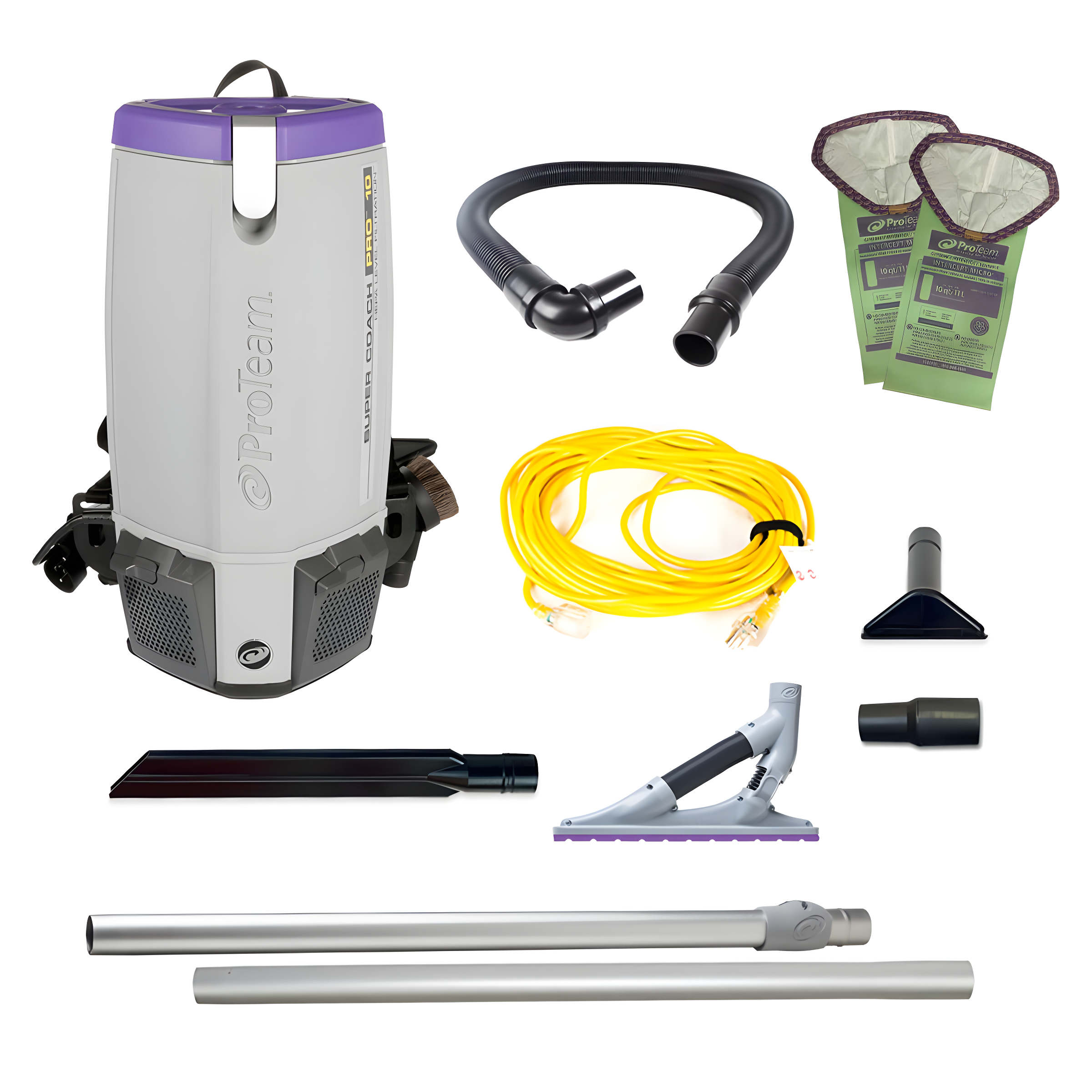 ProTeam 10 Quart Gray and Purple Backpack Vacuum with HEPA Filter