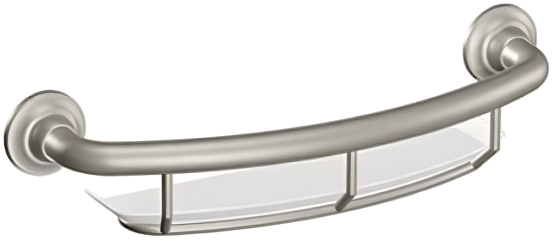 Brushed Nickel Stainless Steel Grab Bar with Integrated Shelf