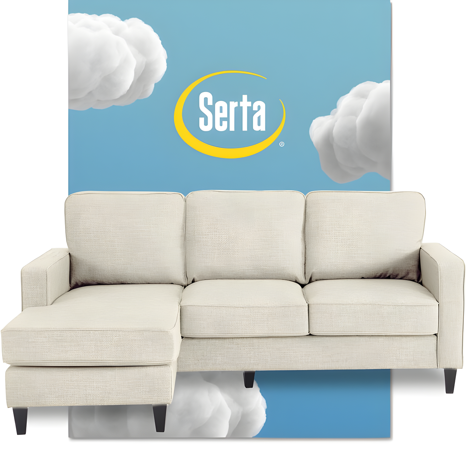 Serta Harmon 80'' Cream Microfiber Sectional Sofa with Square Arms