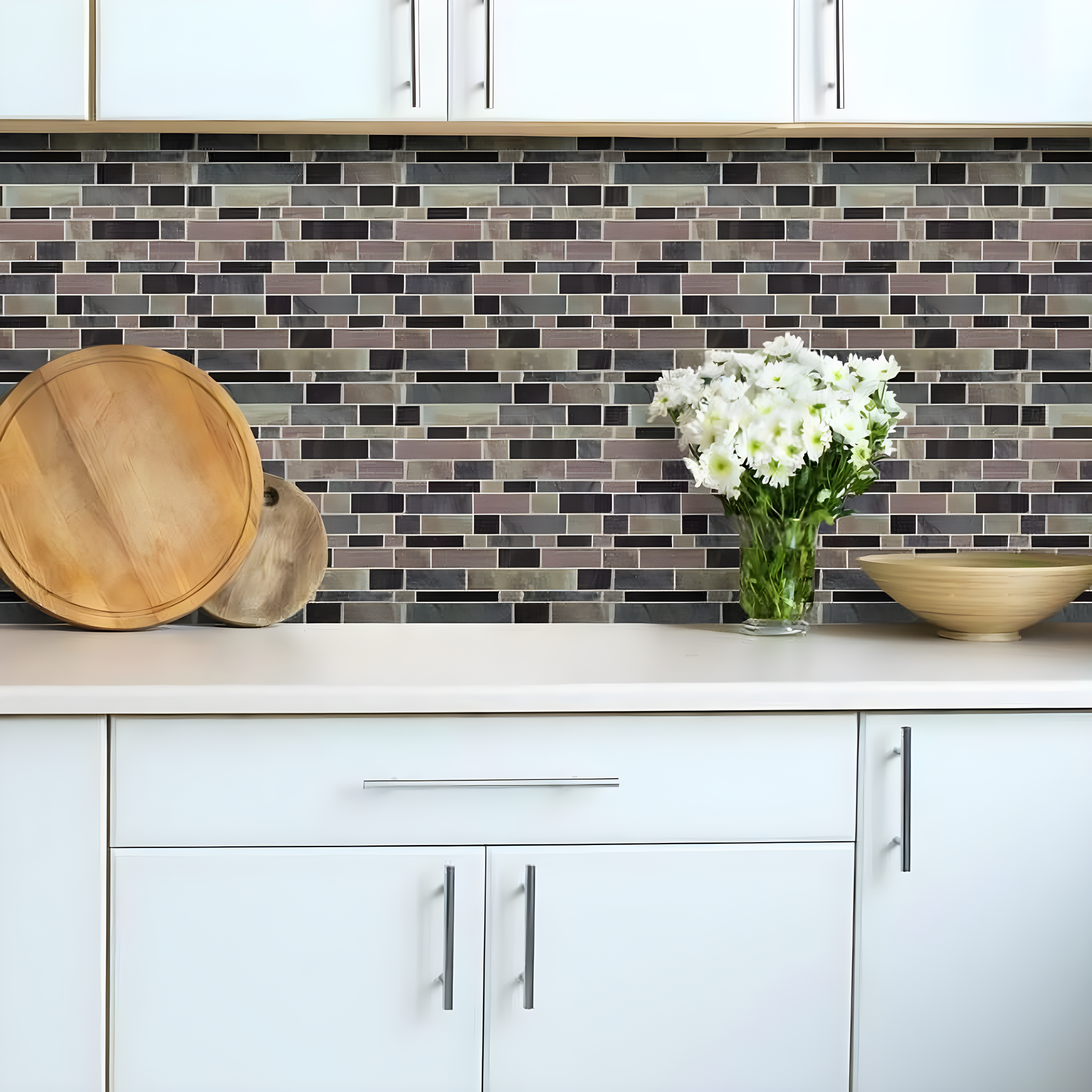 Modern Brown Stone Peel and Stick Backsplash Tiles