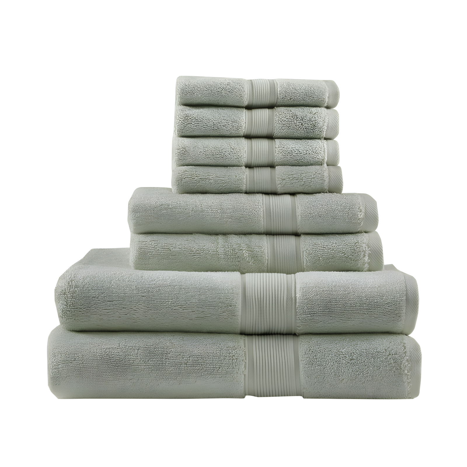 Oversized Sage Green Cotton 8-Piece Bath Towel Set