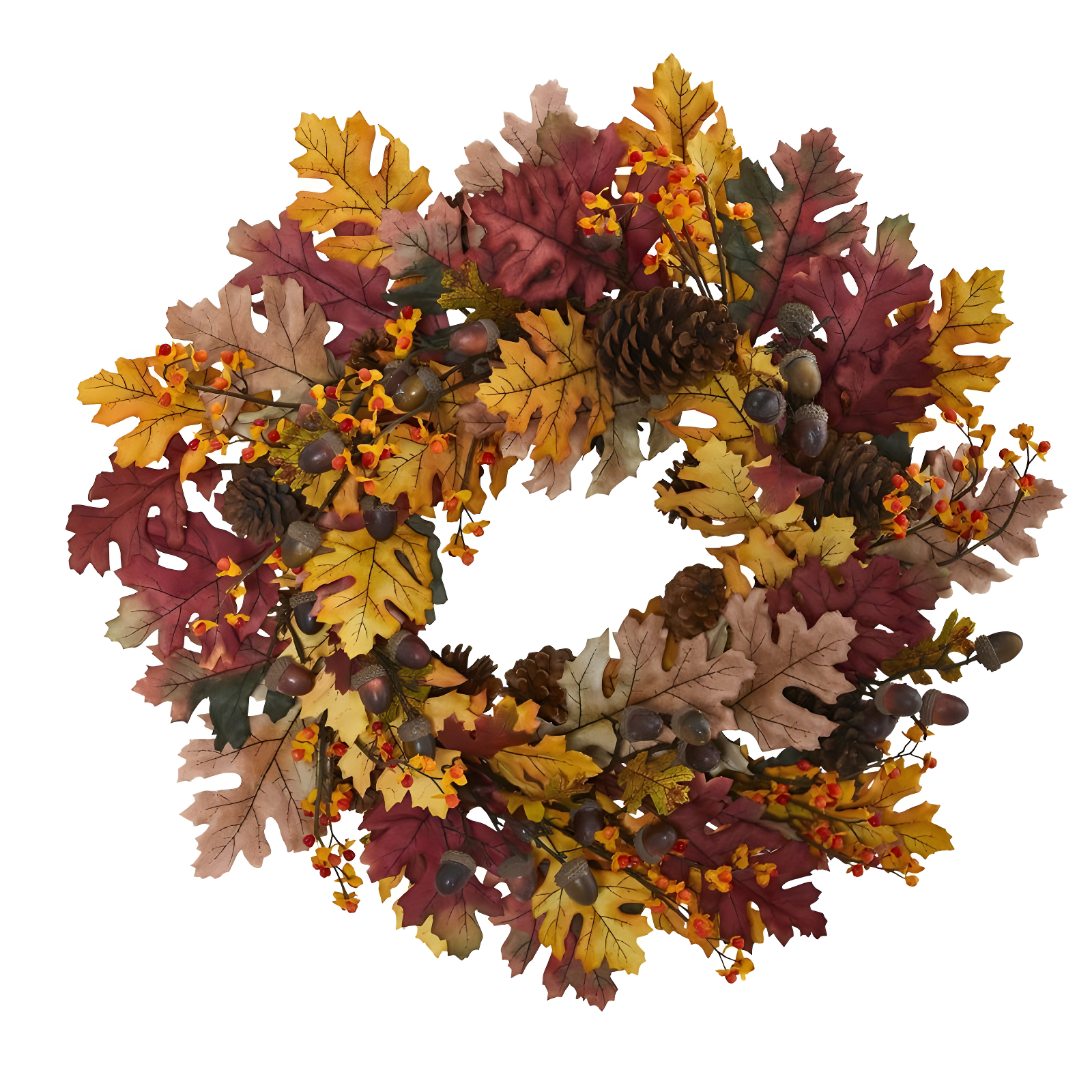 Autumn Pine Cone and Oak Leaf 18" Artificial Wreath