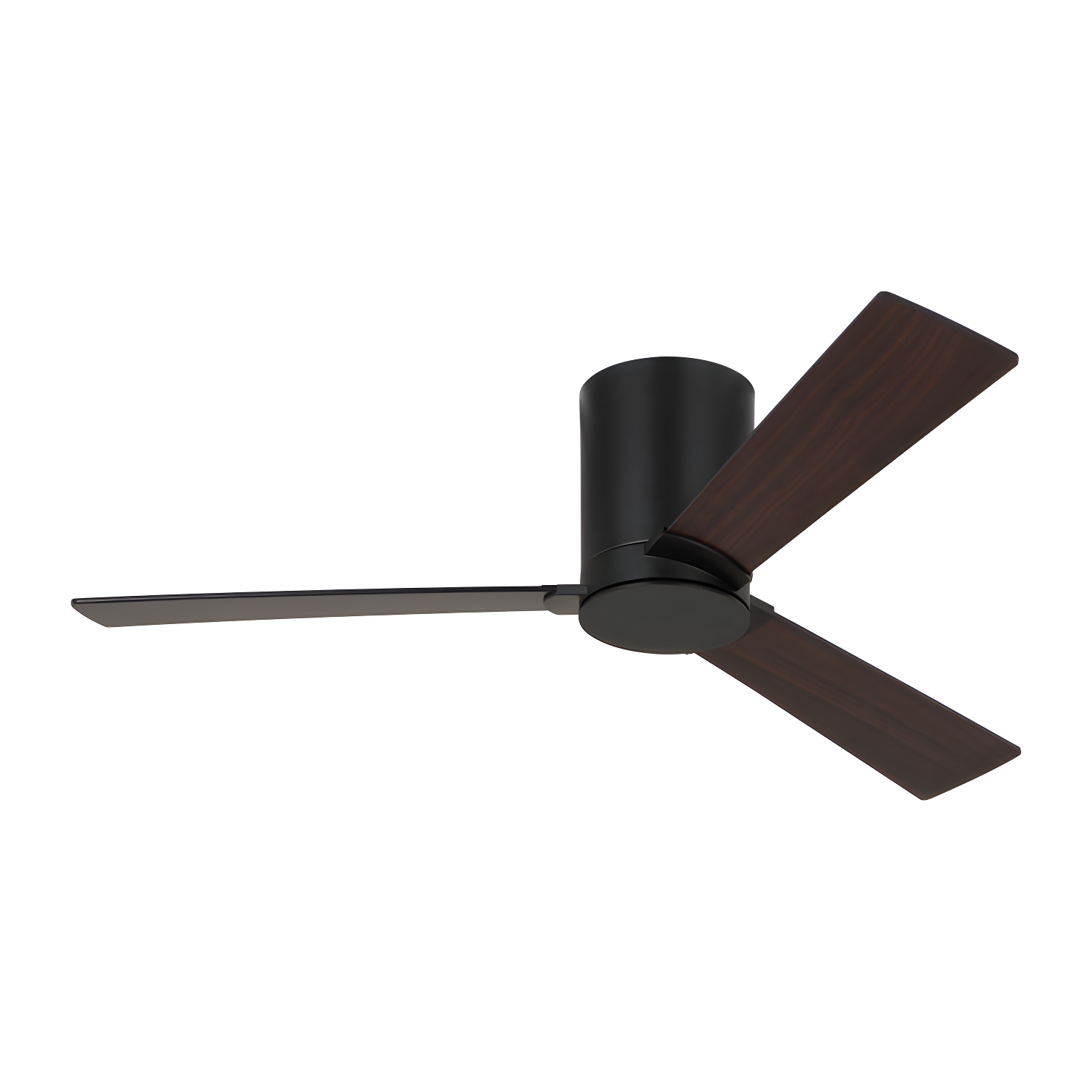 Midnight Black and Walnut Low Profile Ceiling Fan with Remote