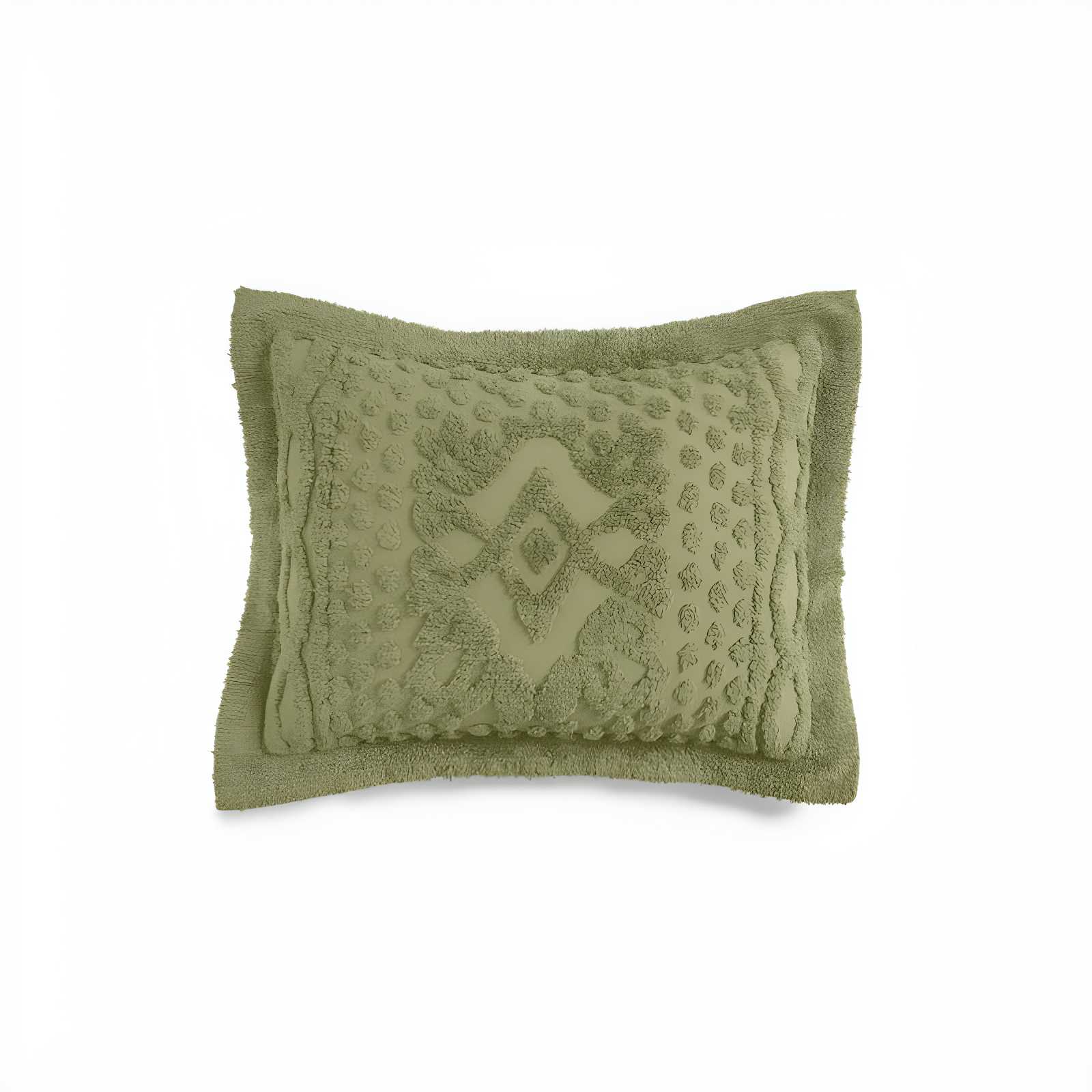 Green Cotton Chenille Standard Pillow Sham