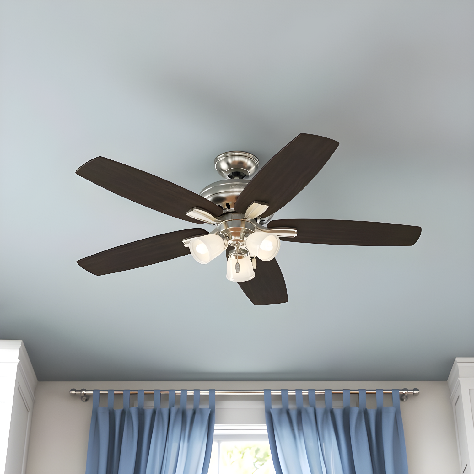 Newsome 52" Brushed Nickel Ceiling Fan with LED Light and WhisperWind Motor