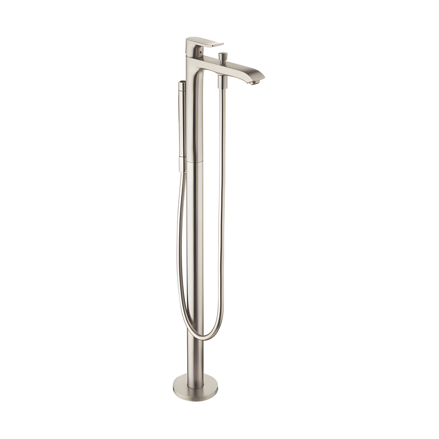 Brushed Nickel Single Handle Floor Mounted Tub Filler