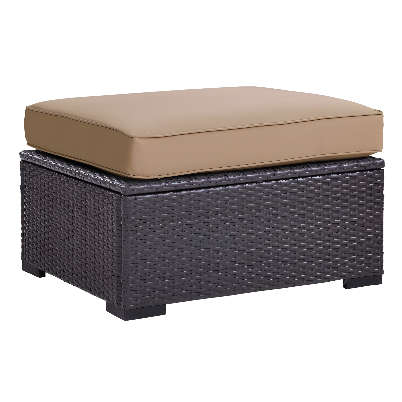 Biscayne Brown Mocha Resin Wicker Outdoor Ottoman