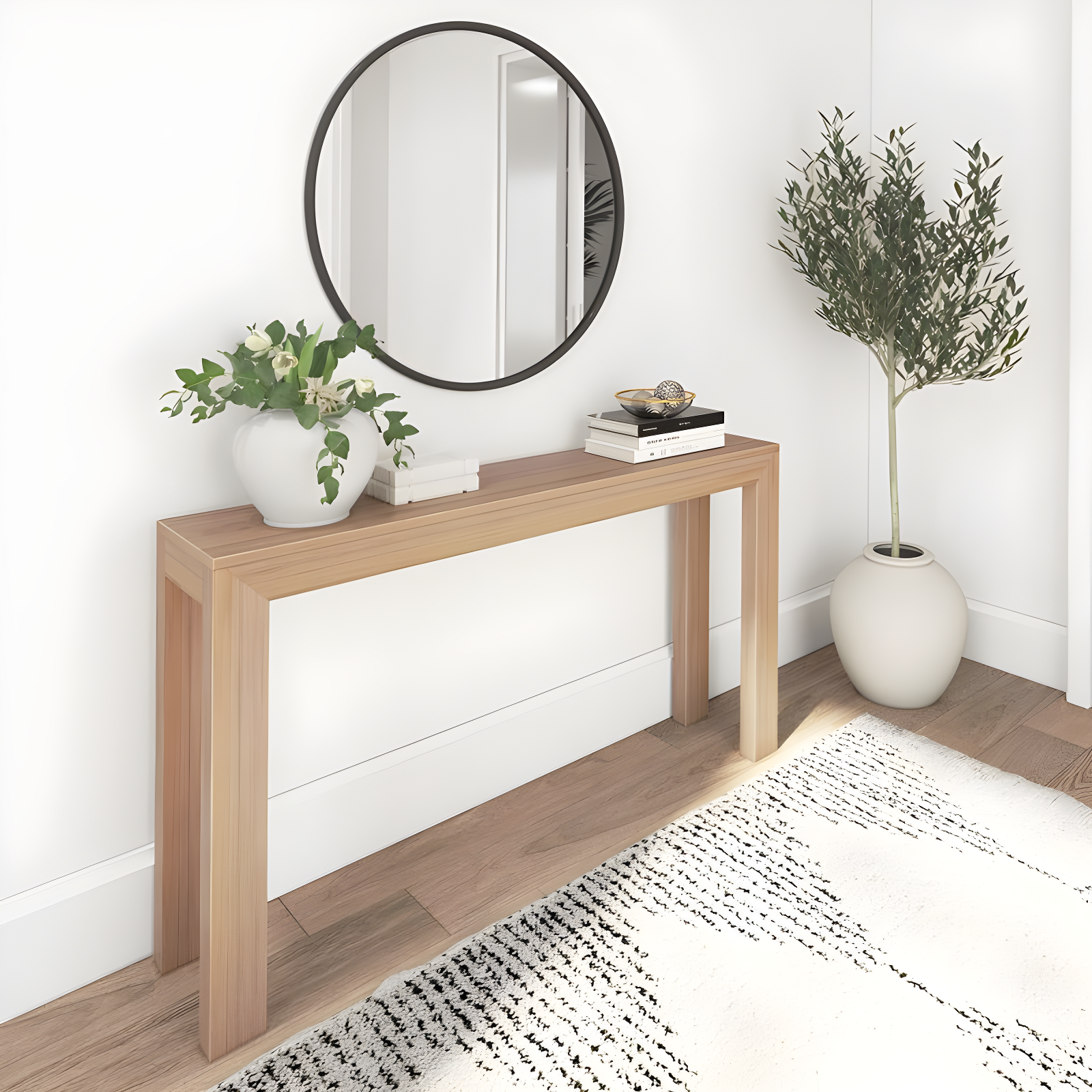 Blonde Pine 56" Modern Console Table with Storage