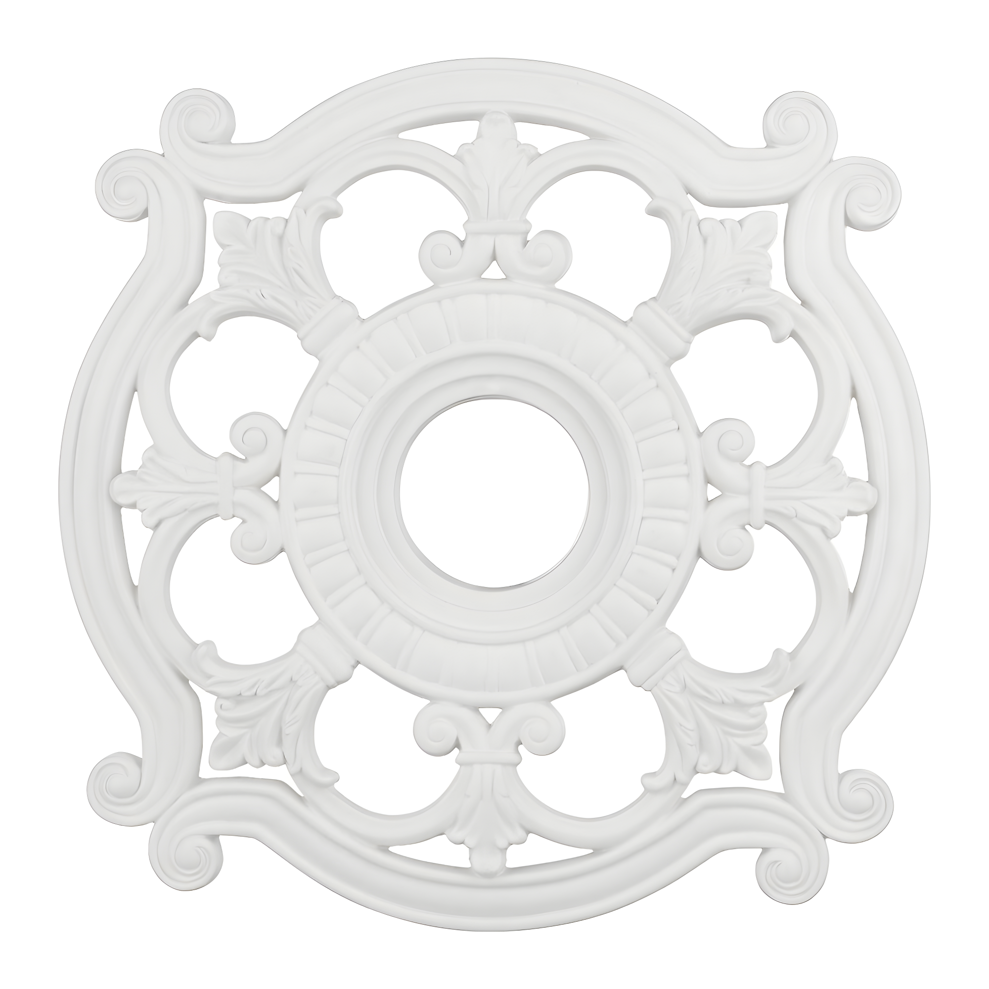 White Polyurethane Ornate Ceiling Medallion, 23.5" x 1.5"