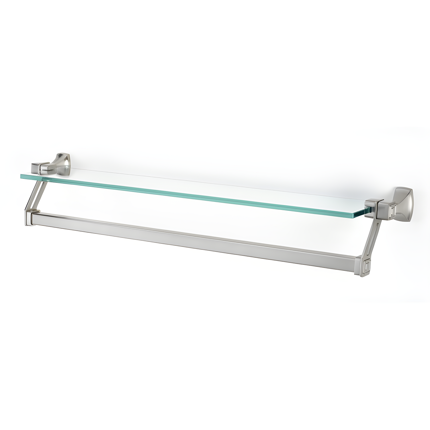 Elegant 25" Satin Nickel Glass Shelf with Brass Towel Bar