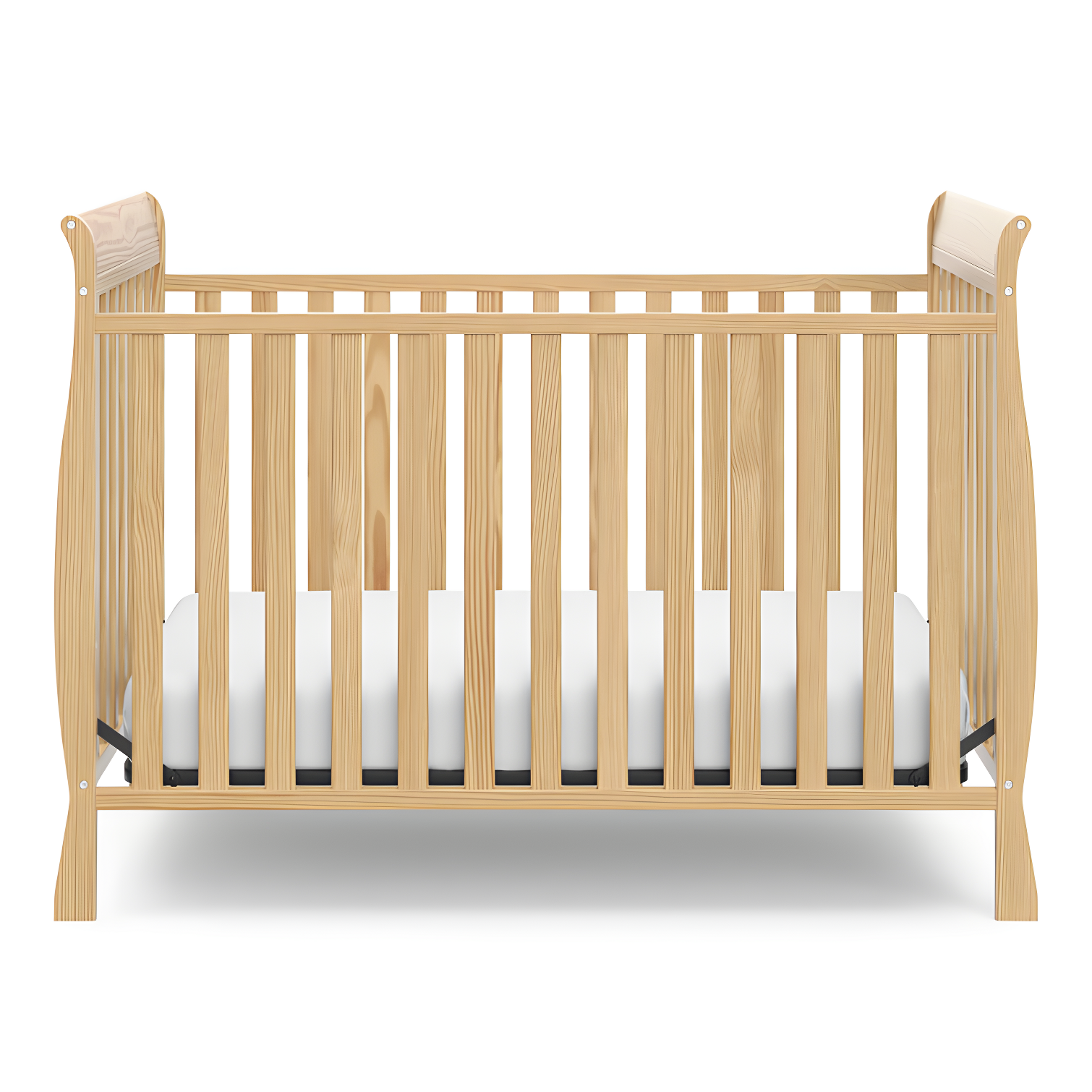 Natural Wood 3-in-1 Convertible Sleigh Crib