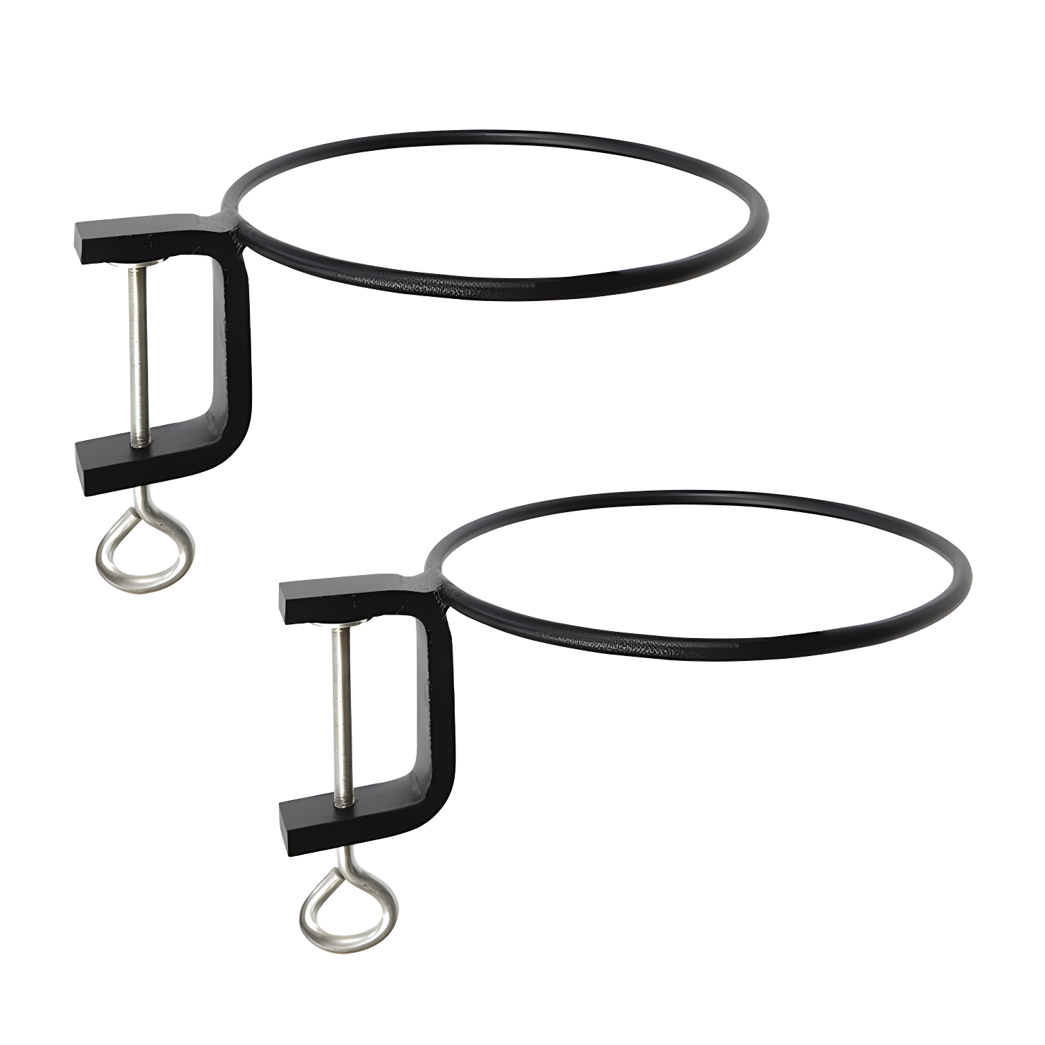 Black Iron Weather Resistant Clamp-On Flower Pot Holder Rings