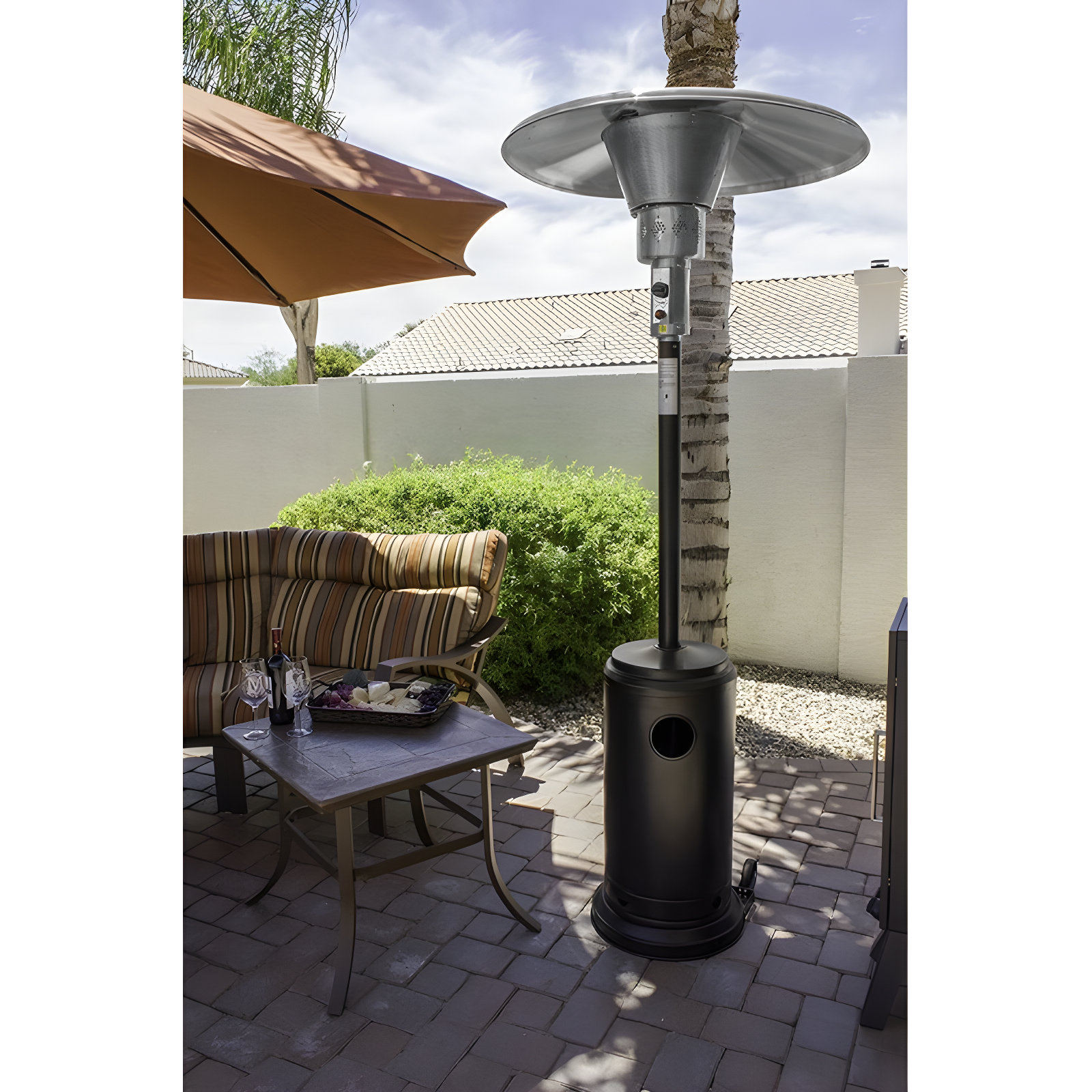 Bronze Steel 90" Propane Patio Heater with Safety Shutoff