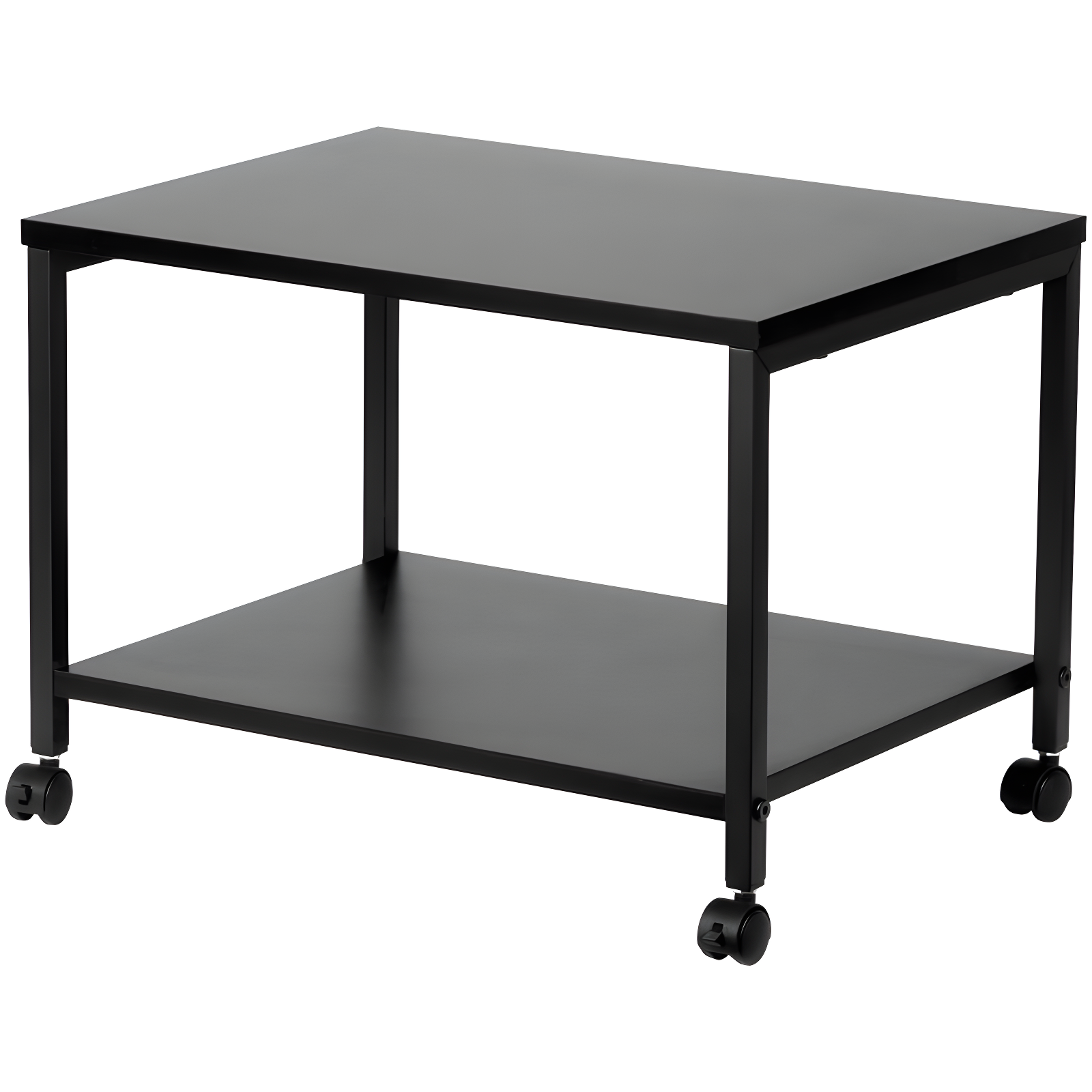 Black 2-Tier Printer Stand with Wheels and Storage