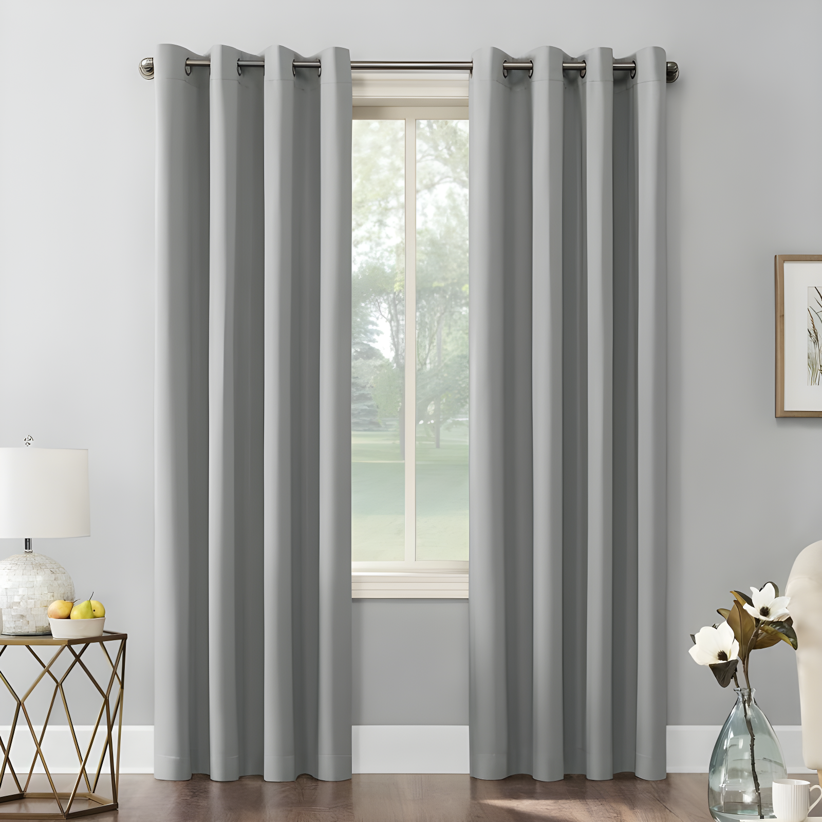 Modern Silver Gray Blackout Grommet Curtain Panel, 54" x 84"