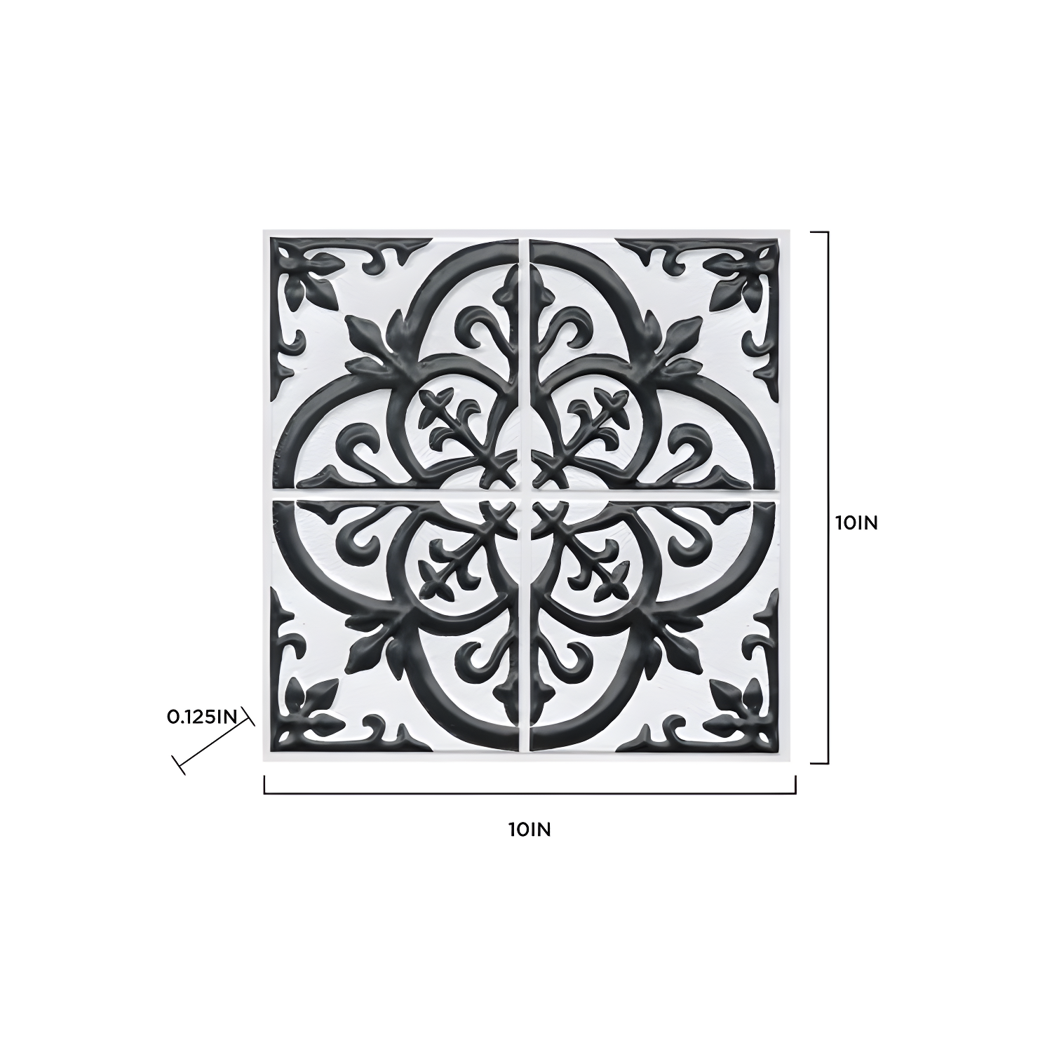 20'' Black and White PVC Gothic Peel and Stick Tile