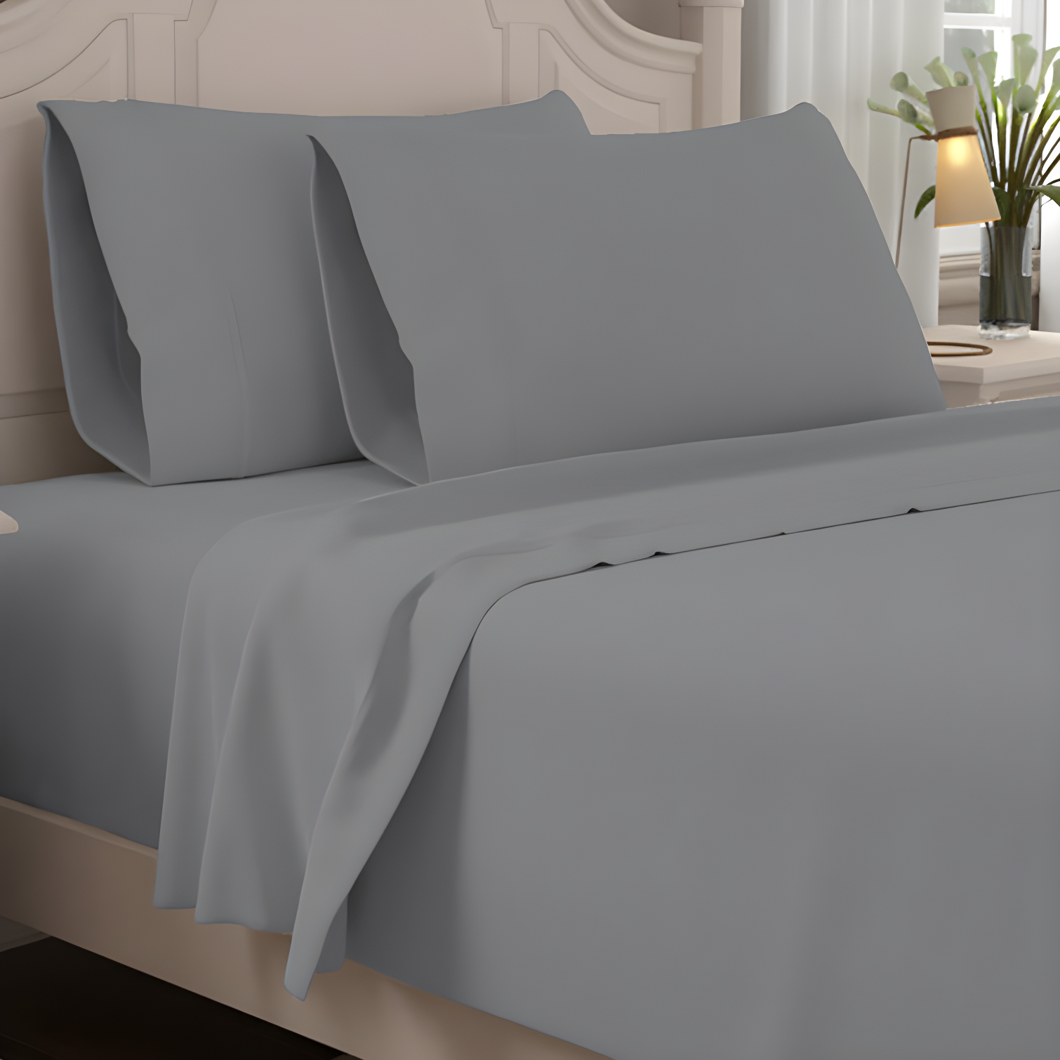 Twin Dark Gray Organic Cotton Percale Sheet Set