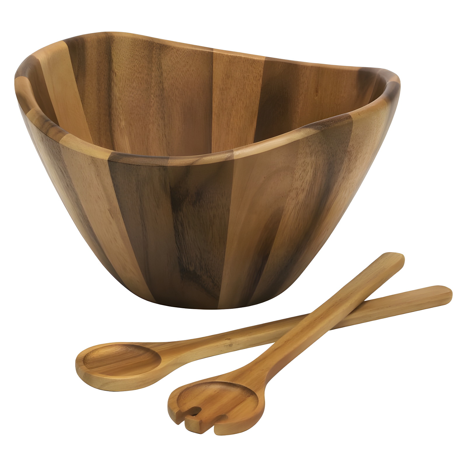 Large Acacia Wave Bowl with Salad Servers