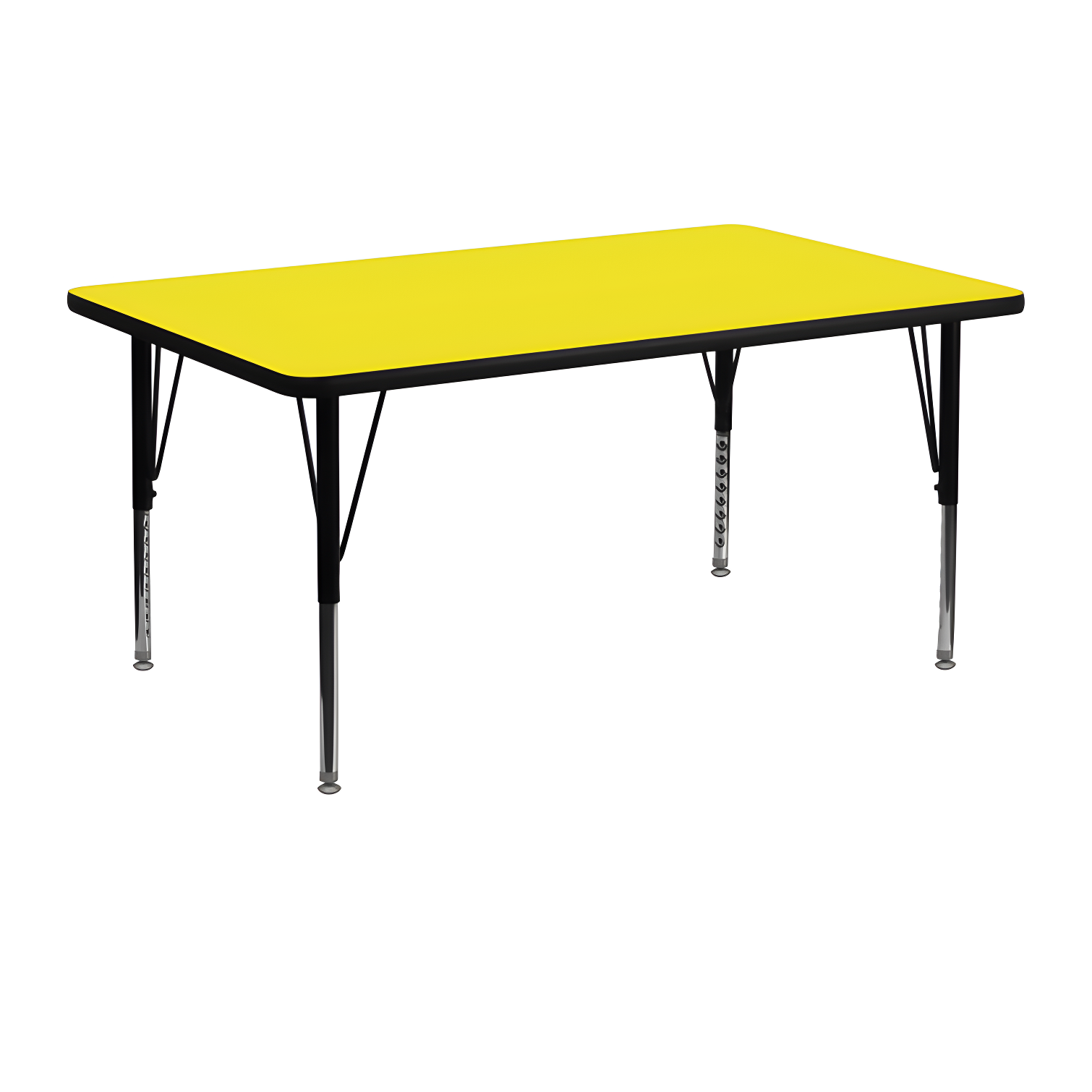 Yellow Rectangular Adjustable Laminate Activity Table