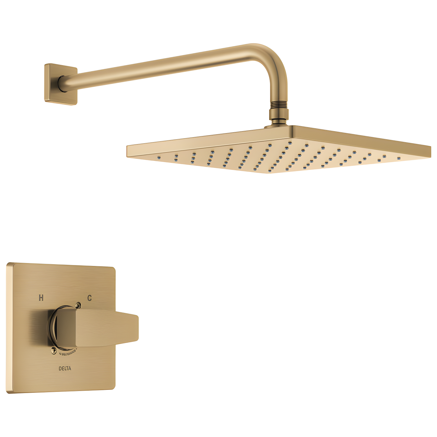 Champagne Bronze Modern Rainfall Shower Faucet Set