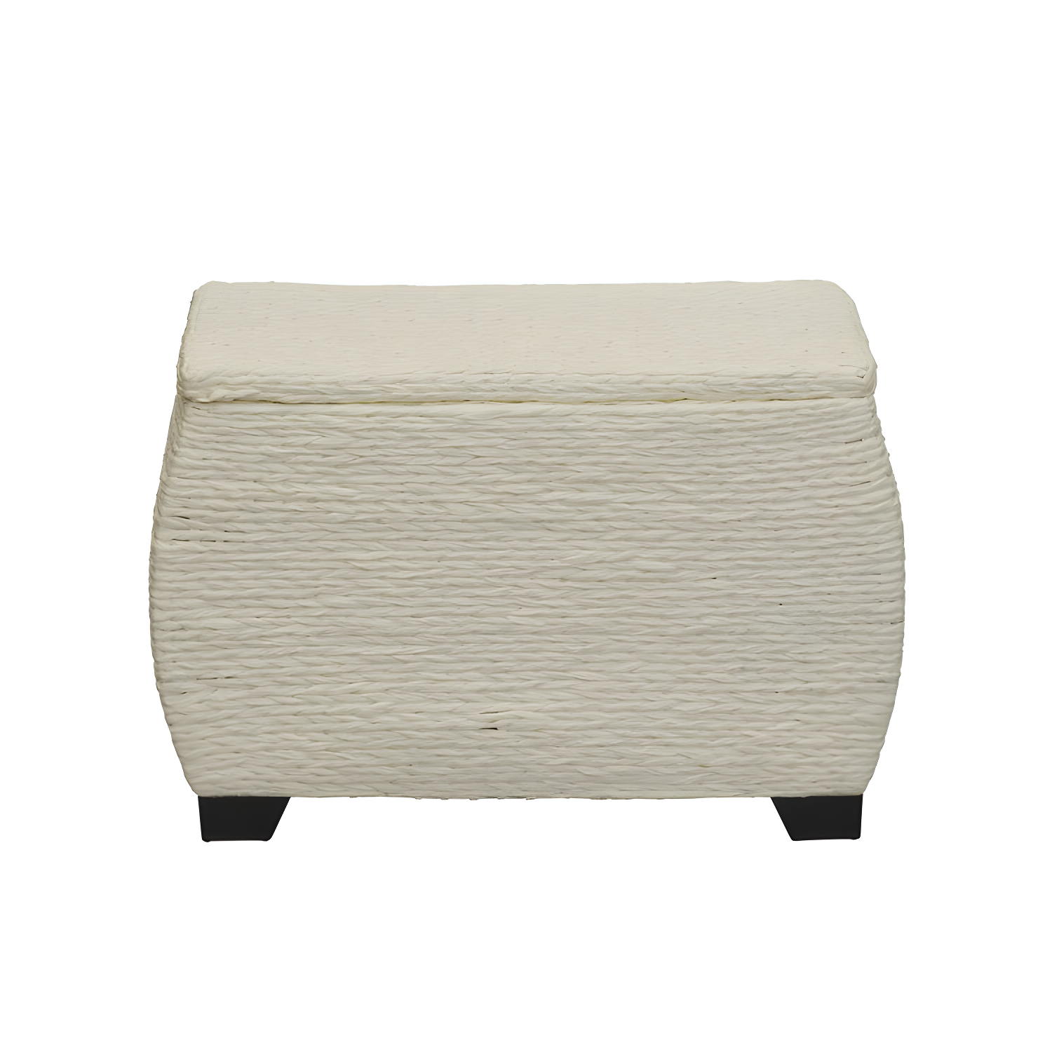 Ample Cream Woven Storage Chest with Wooden Feet