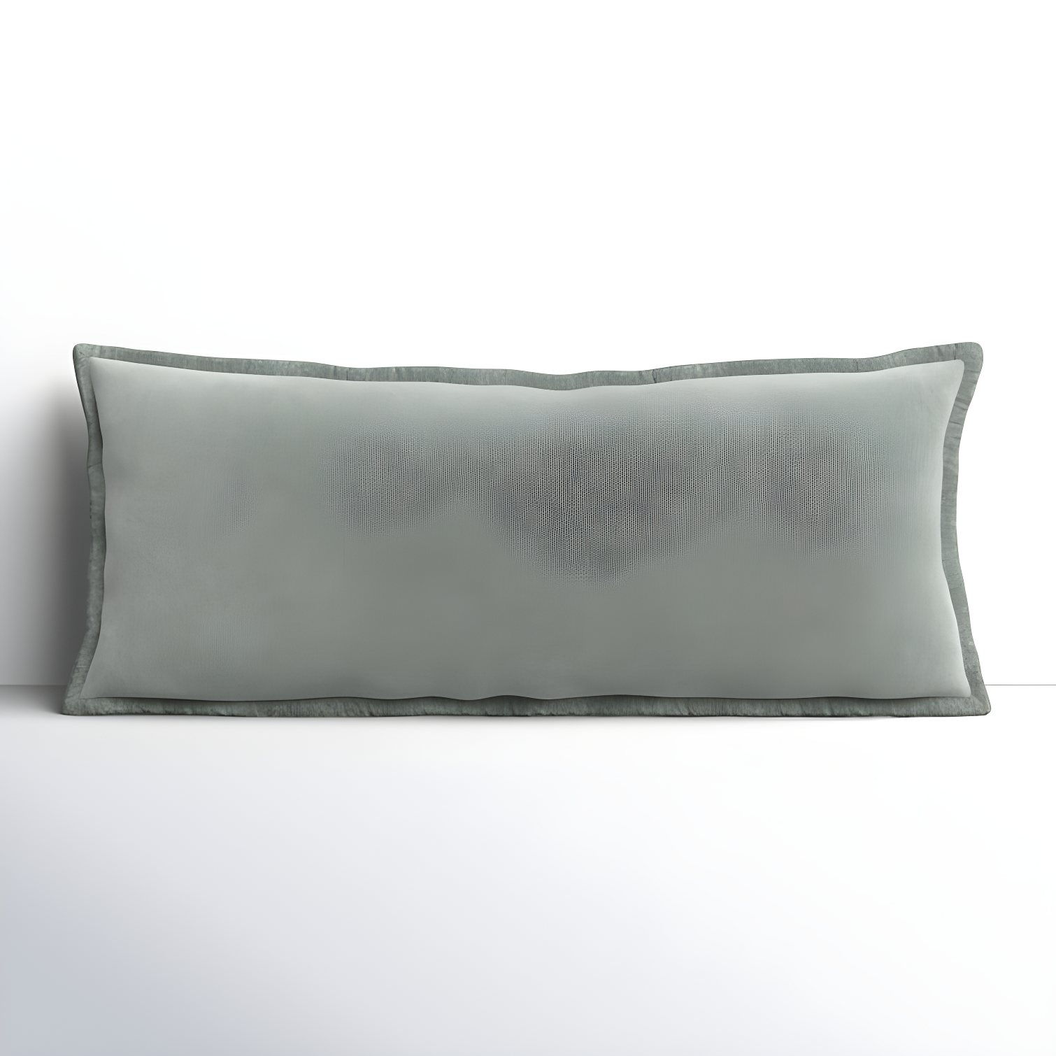 Sage Cotton Lumbar Throw Pillow with Flanged Edges, 12" x 30"