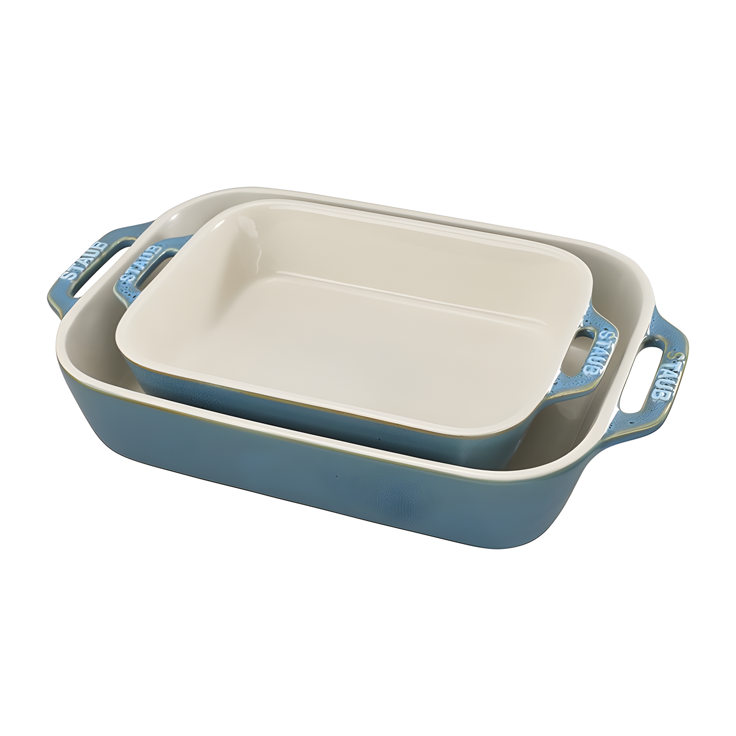 Rustic Turquoise Ceramic 2-Piece Rectangular Baking Dish Set