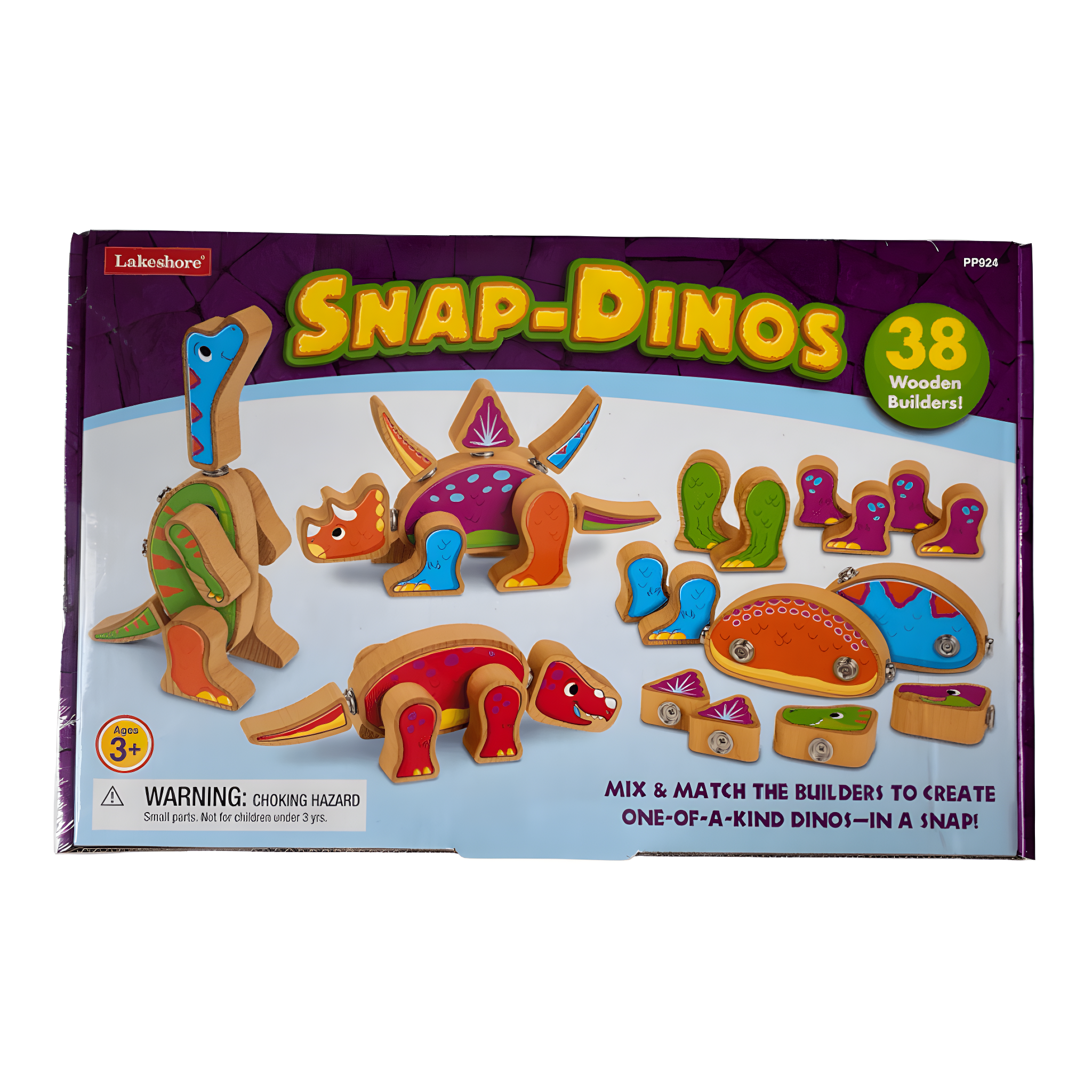 Lakeshore Colorful Wooden Snap-Together Dinosaur Builders